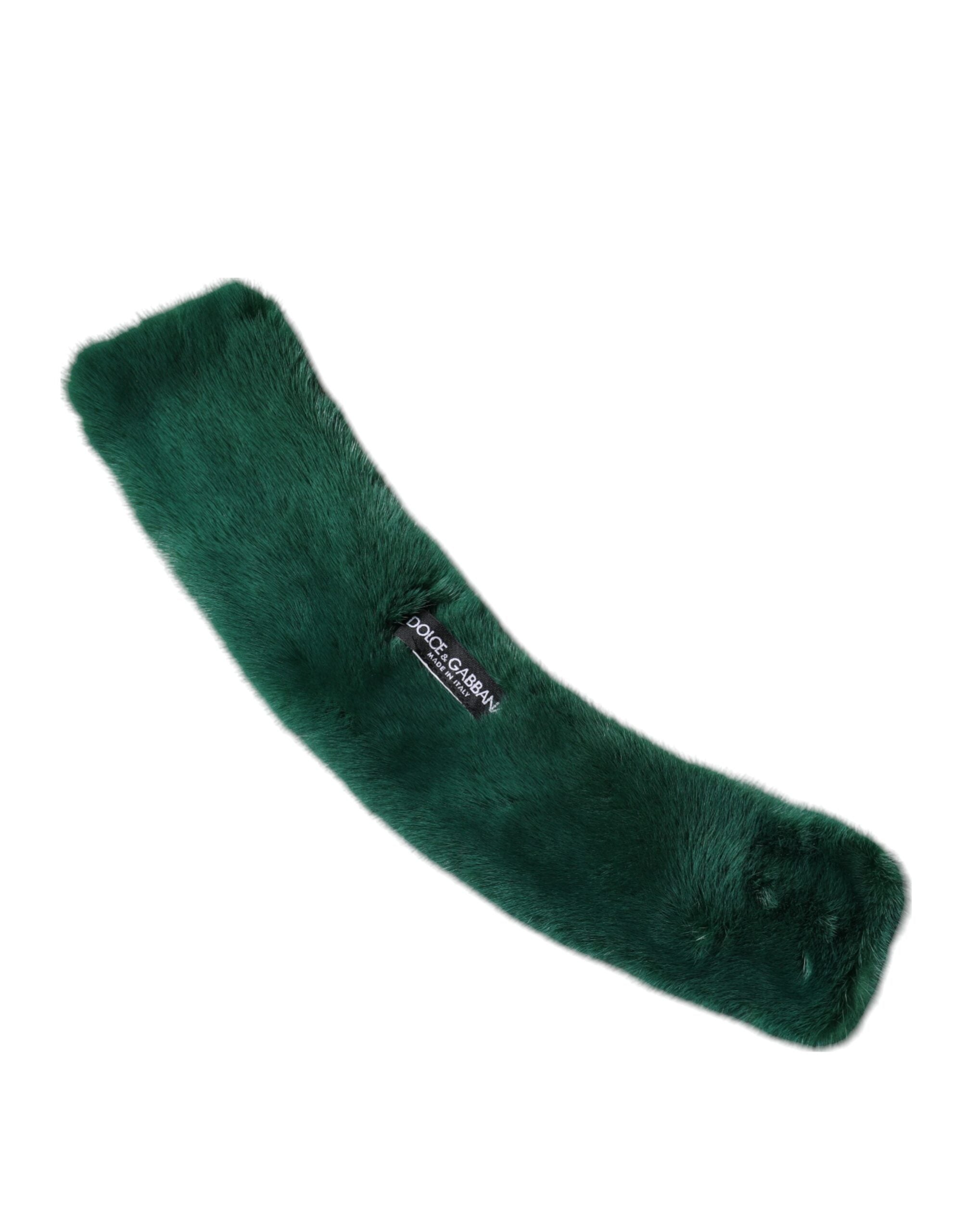 Dolce & Gabbana Green Mink Fur Collar Women Neck Wrap Women's Scarf