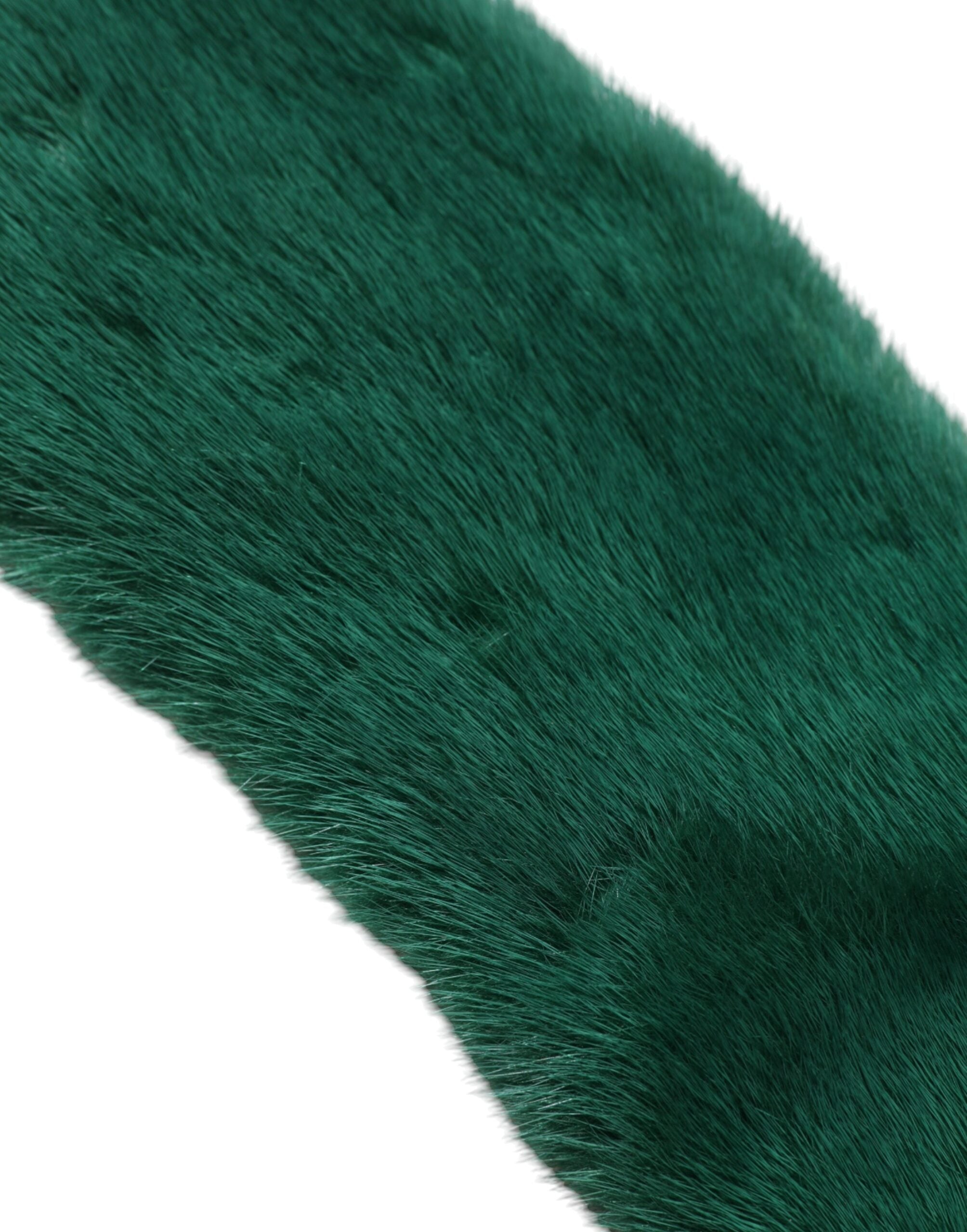 Dolce & Gabbana Green Mink Fur Collar Women Neck Wrap Women's Scarf