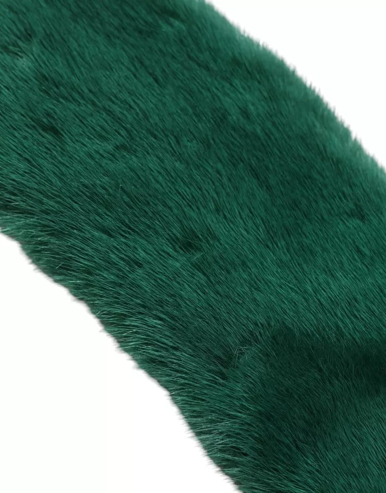 Dolce & Gabbana Green Mink Fur Collar Women Neck Wrap Women's Scarf