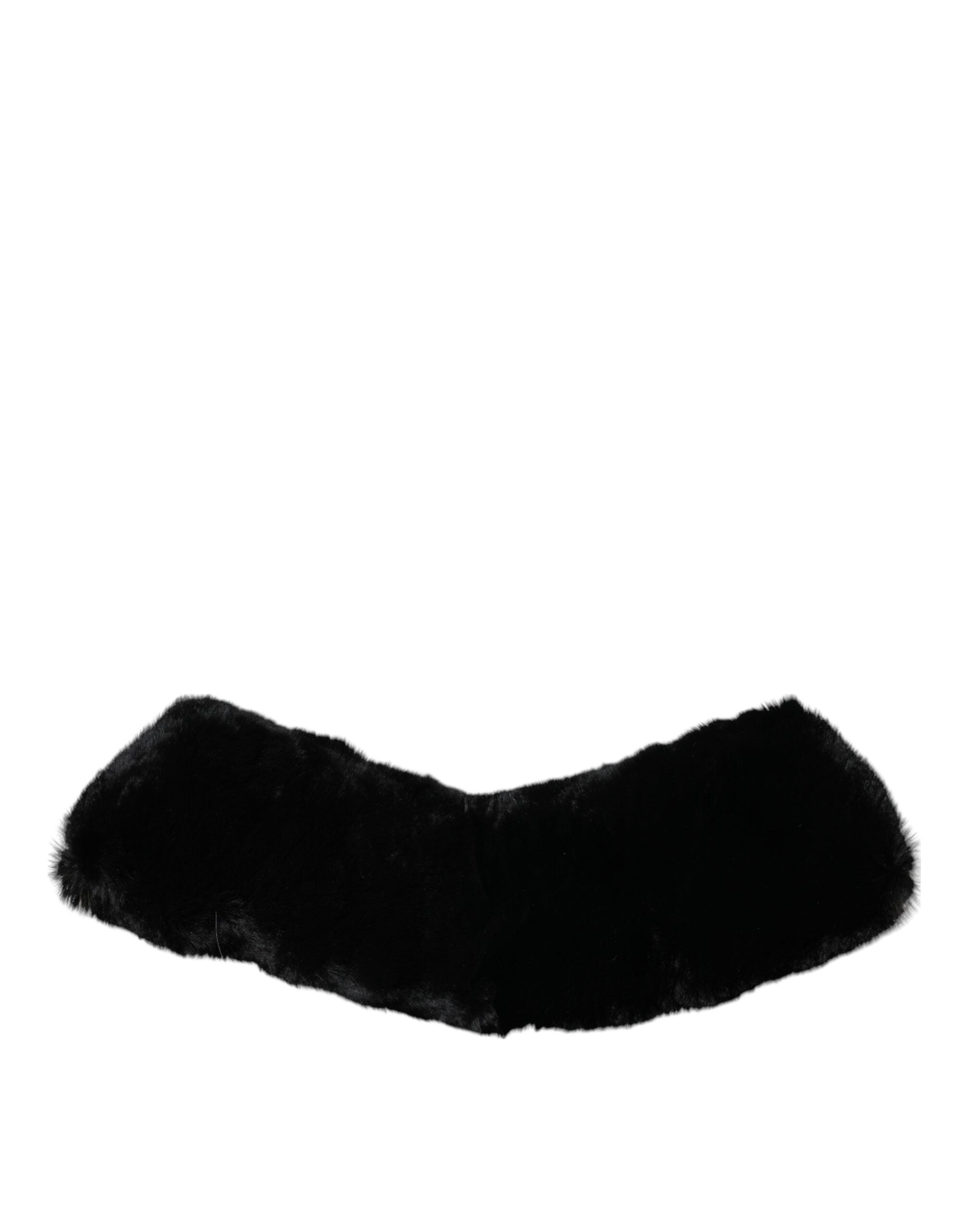 Dolce & Gabbana Black Lamb Fur Collar Women Neck Wrap Women's Scarf