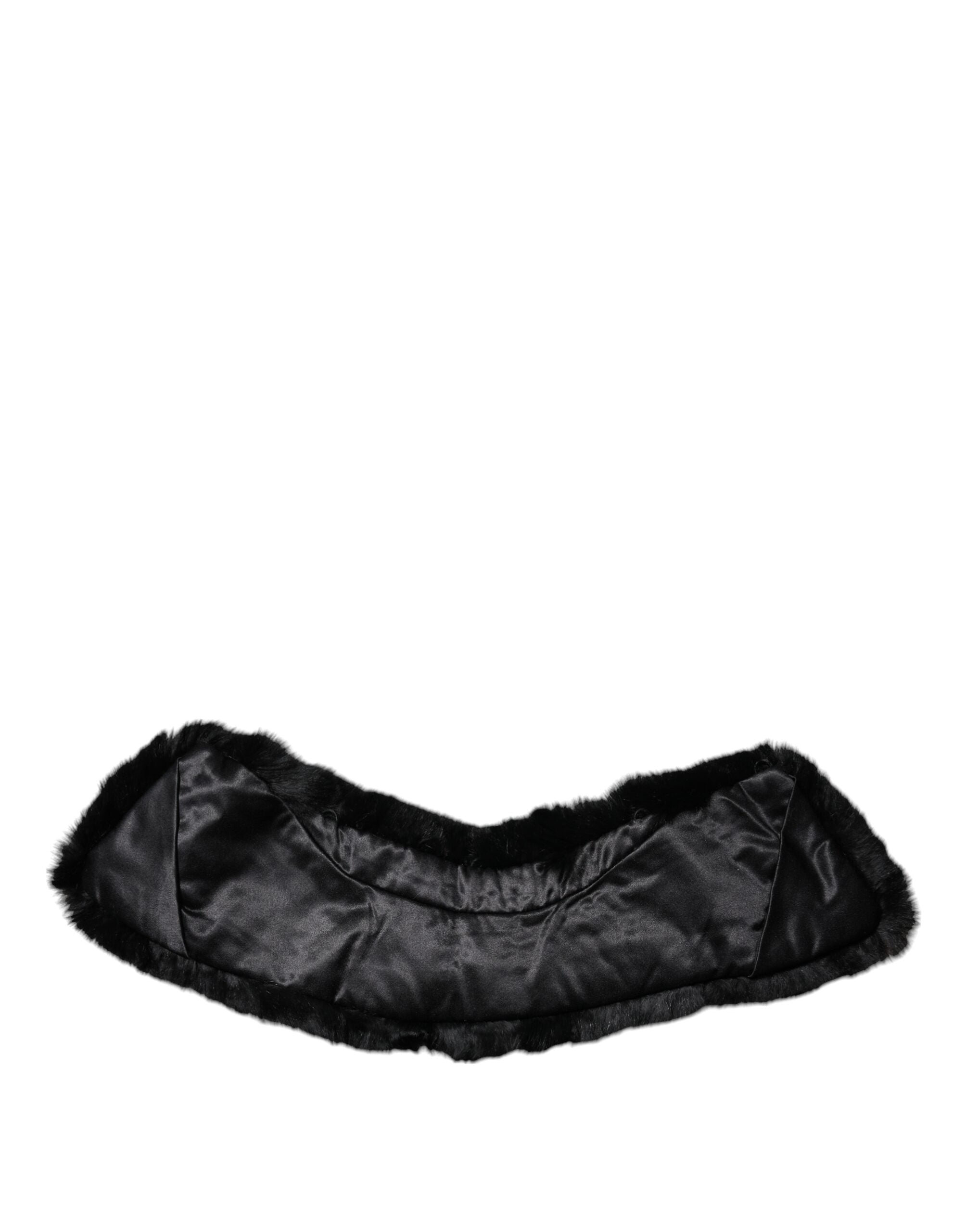 Dolce & Gabbana Black Lamb Fur Collar Women Neck Wrap Women's Scarf