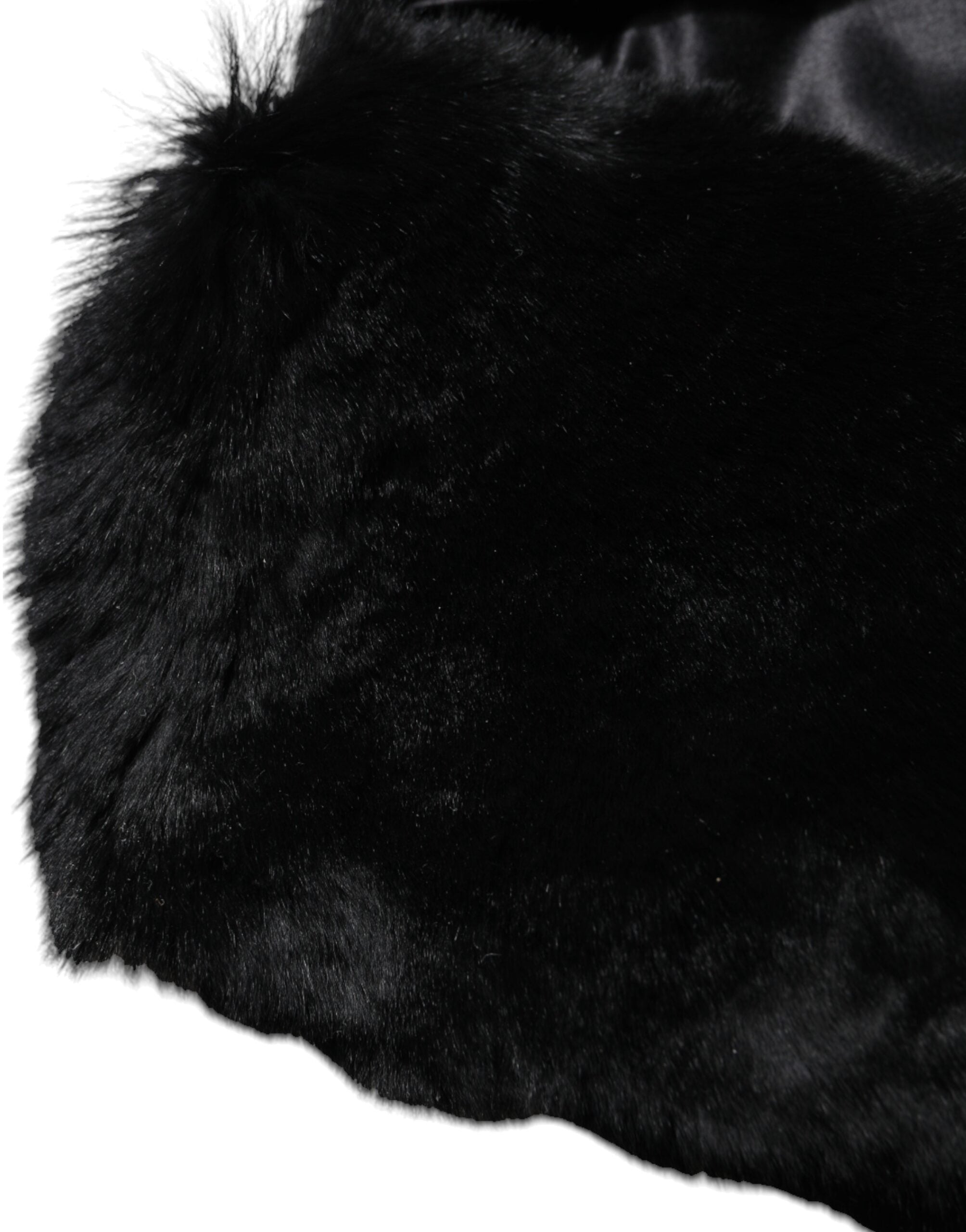 Dolce & Gabbana Black Lamb Fur Collar Women Neck Wrap Women's Scarf