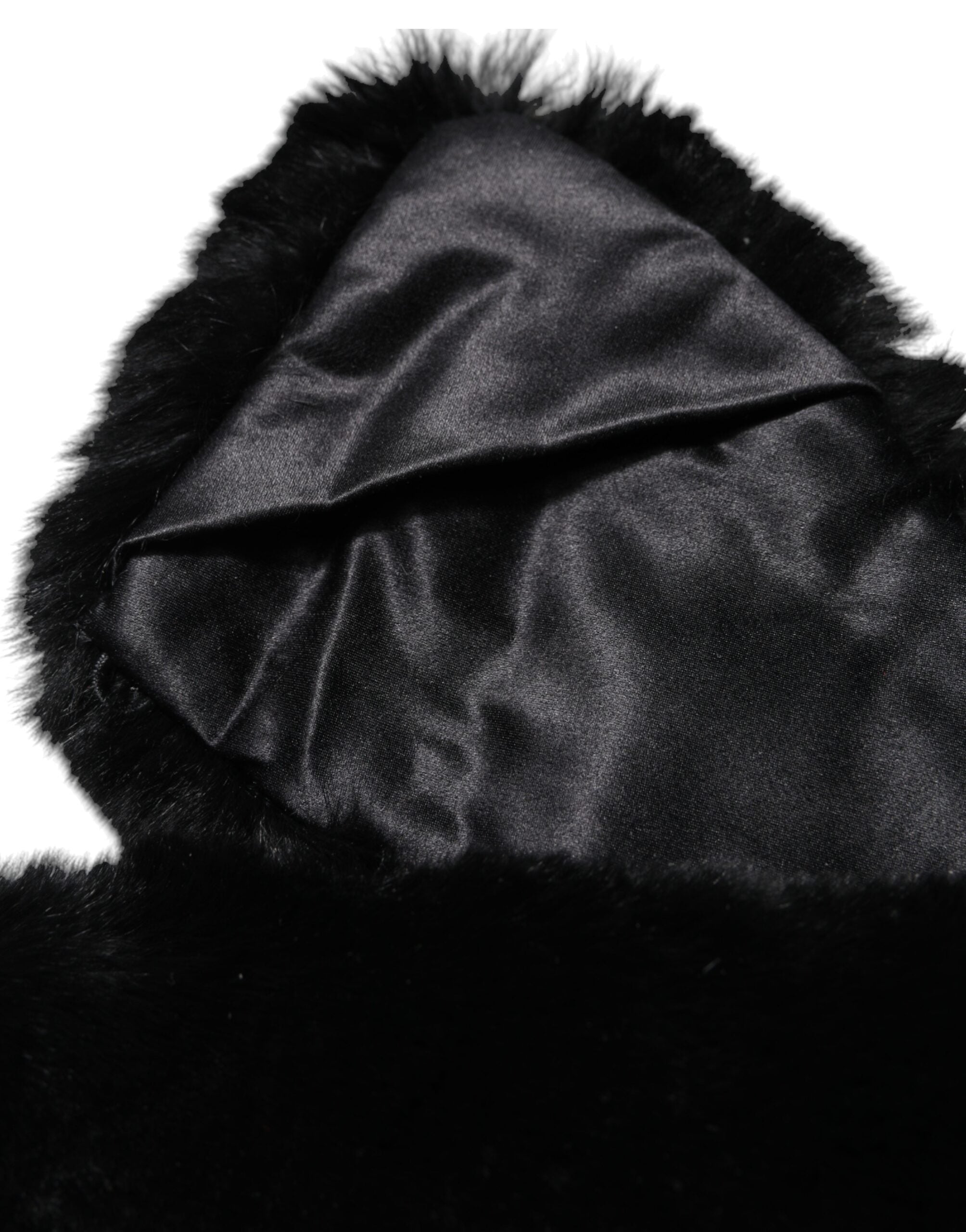 Dolce & Gabbana Black Lamb Fur Collar Women Neck Wrap Women's Scarf