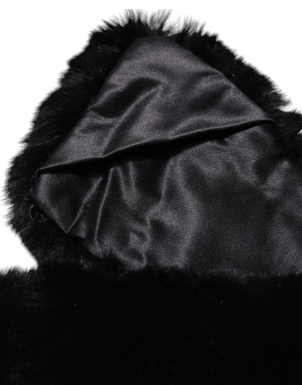 Dolce & Gabbana Black Lamb Fur Collar Women Neck Wrap Women's Scarf