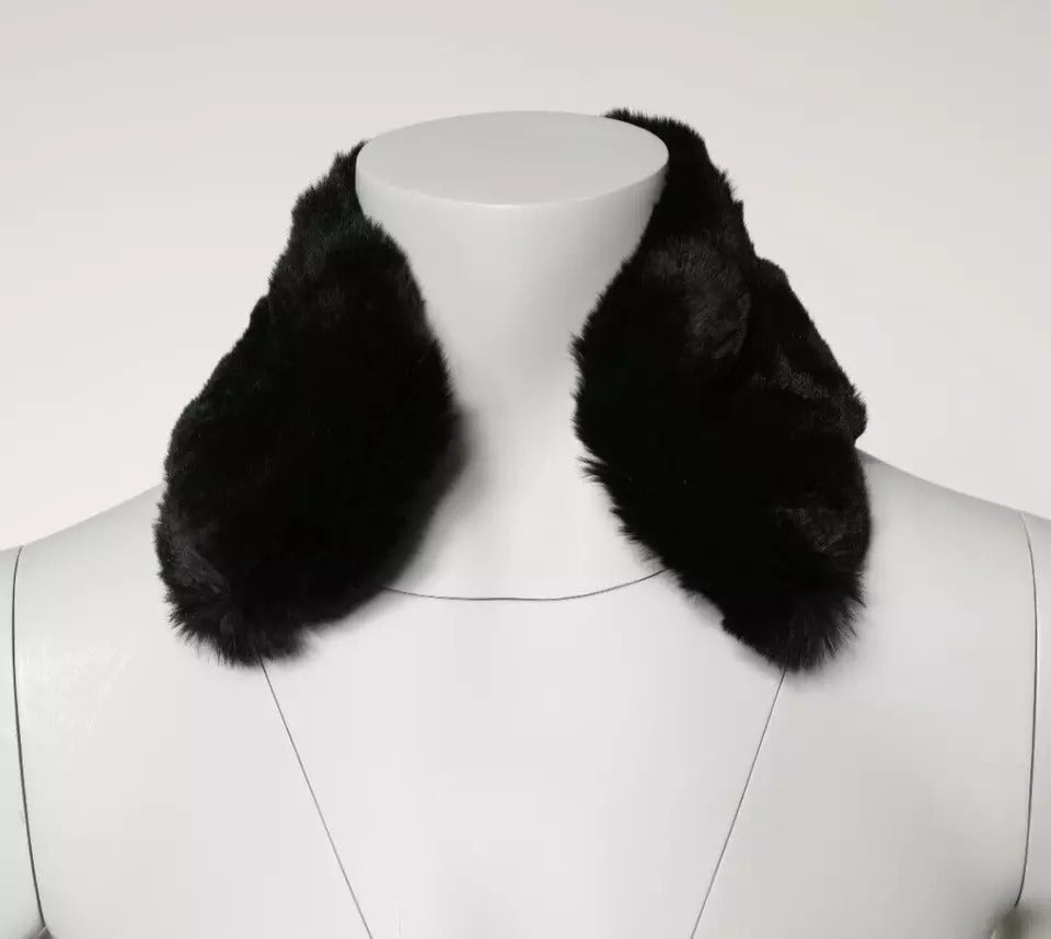 Dolce & Gabbana Black Lamb Fur Collar Women Neck Wrap Women's Scarf