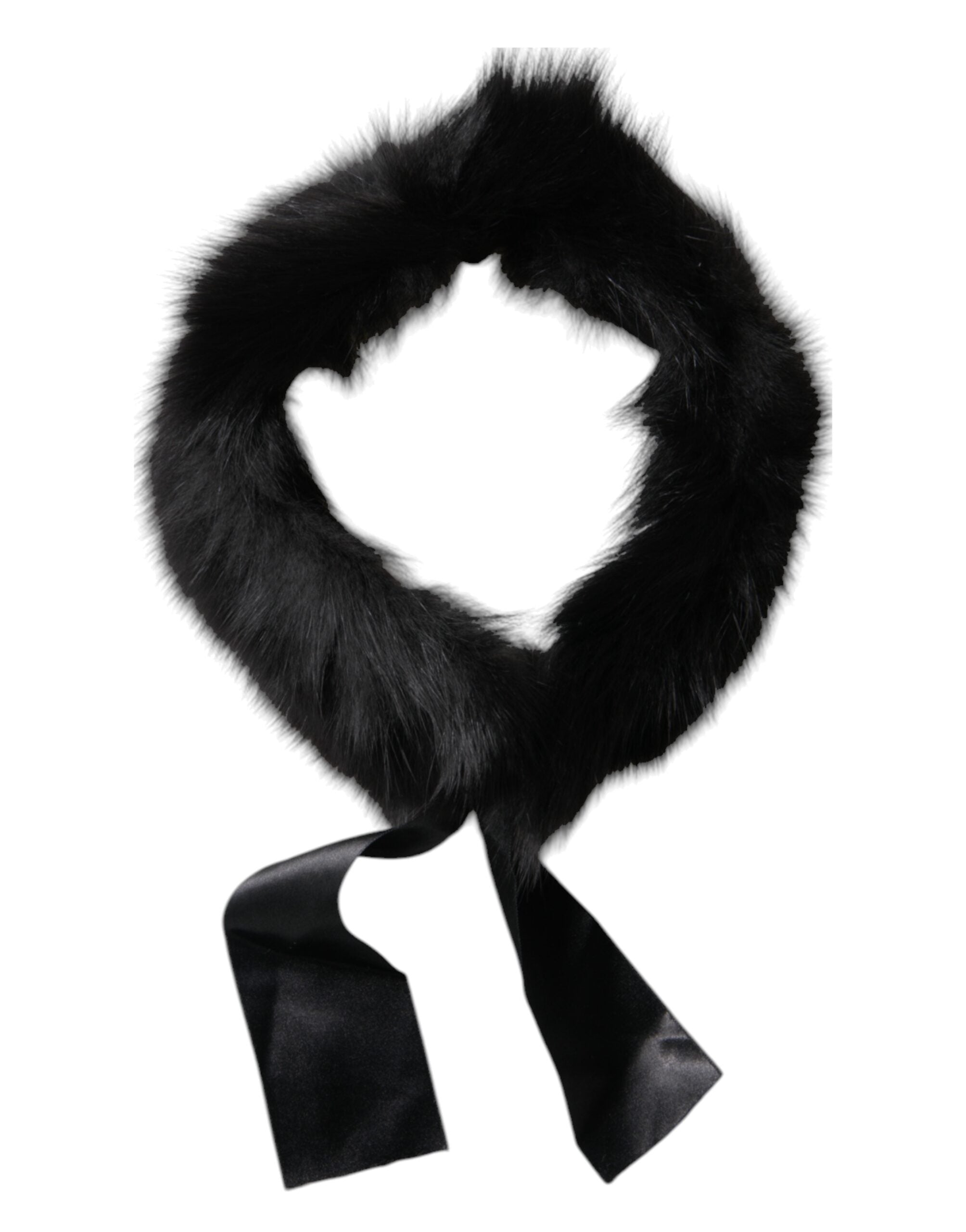 Dolce & Gabbana Black Fur Shoulder Collar Wrap Shawl Women's Scarf
