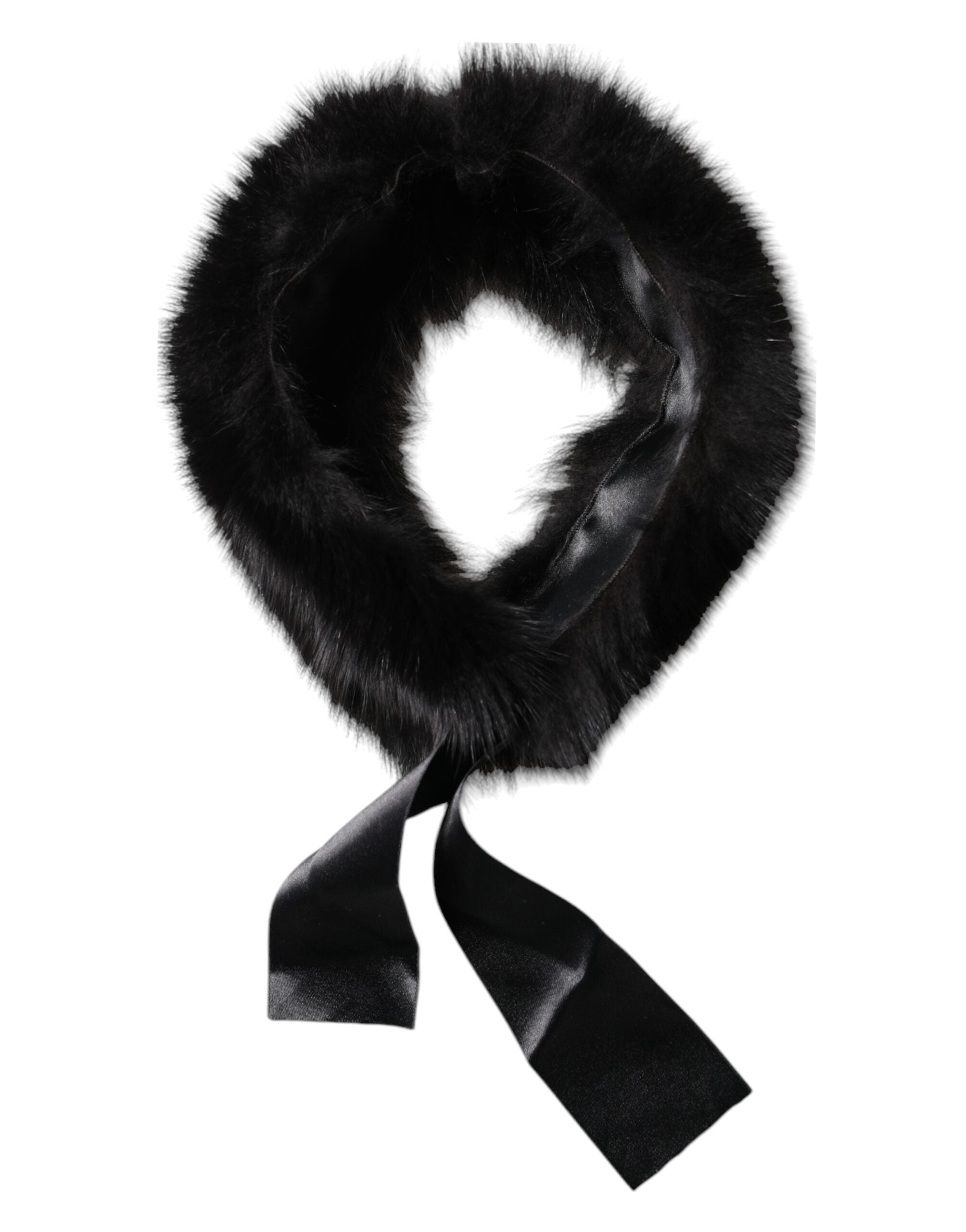 Dolce & Gabbana Black Fur Shoulder Collar Wrap Shawl Women's Scarf