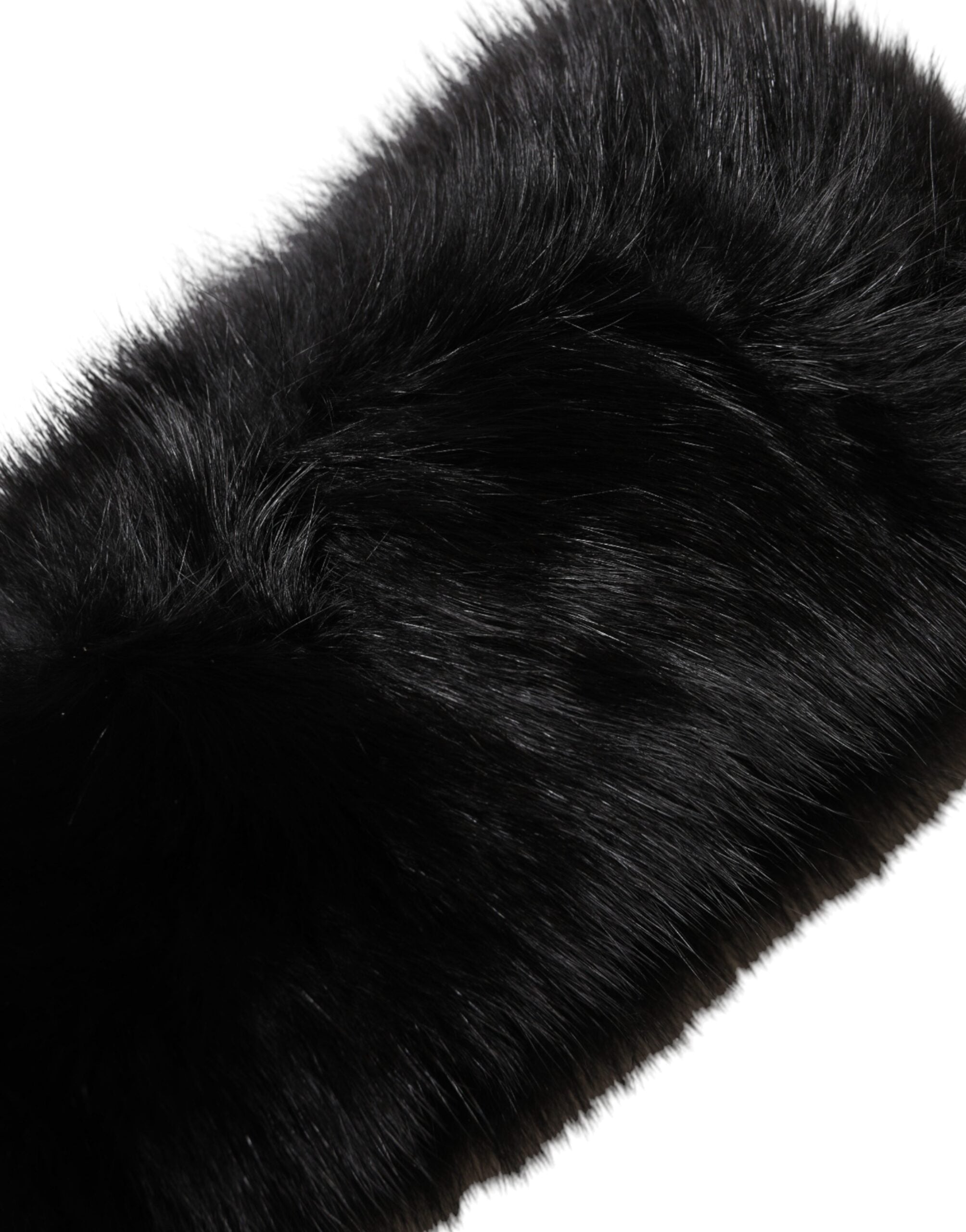 Dolce & Gabbana Black Fur Shoulder Collar Wrap Shawl Women's Scarf
