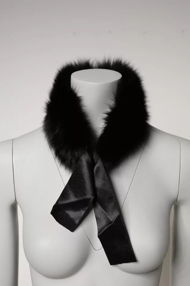 Dolce & Gabbana Black Fur Shoulder Collar Wrap Shawl Women's Scarf