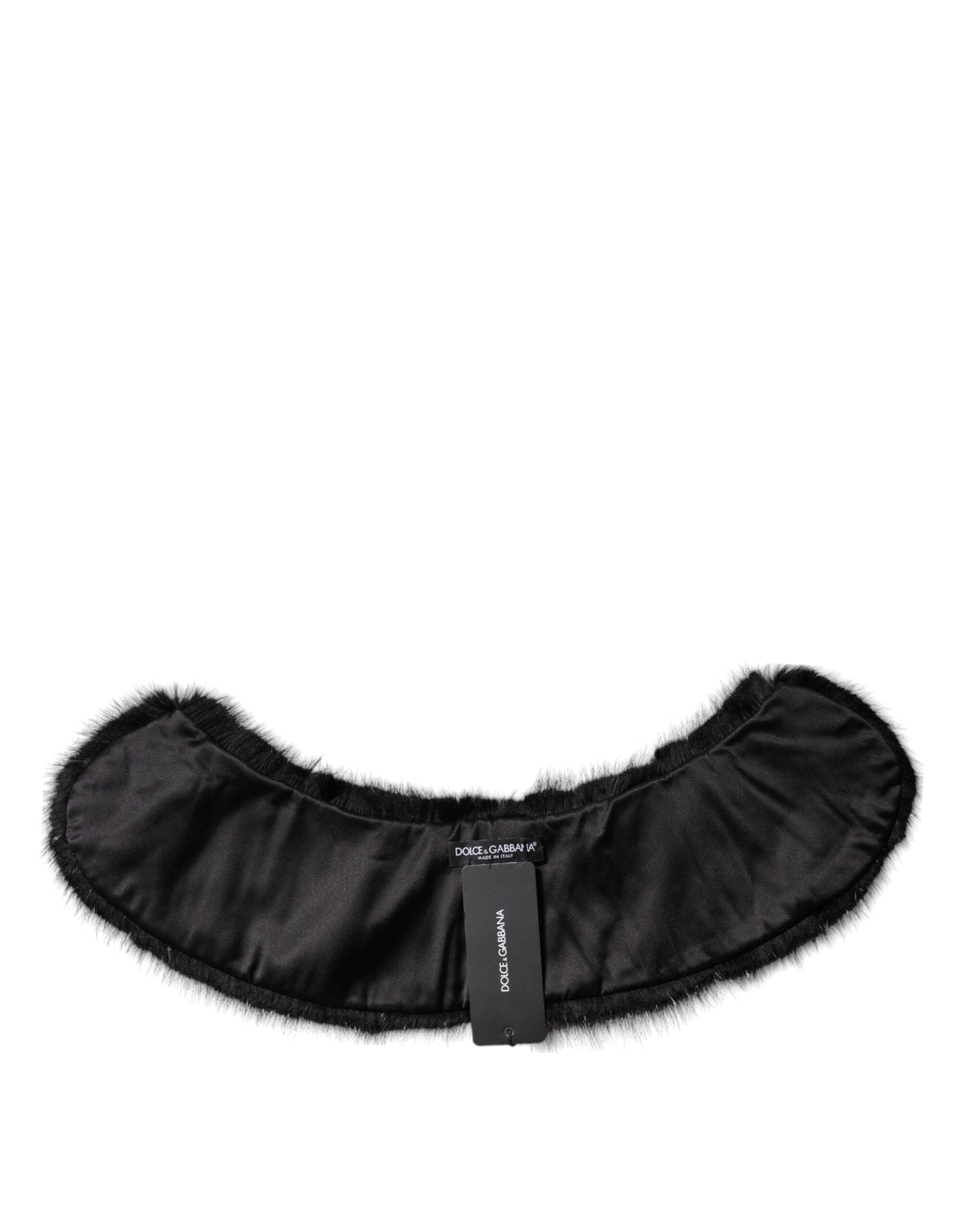Dolce & Gabbana Black Fur Shawl Neck Wrap Cover Collar Women's Scarf