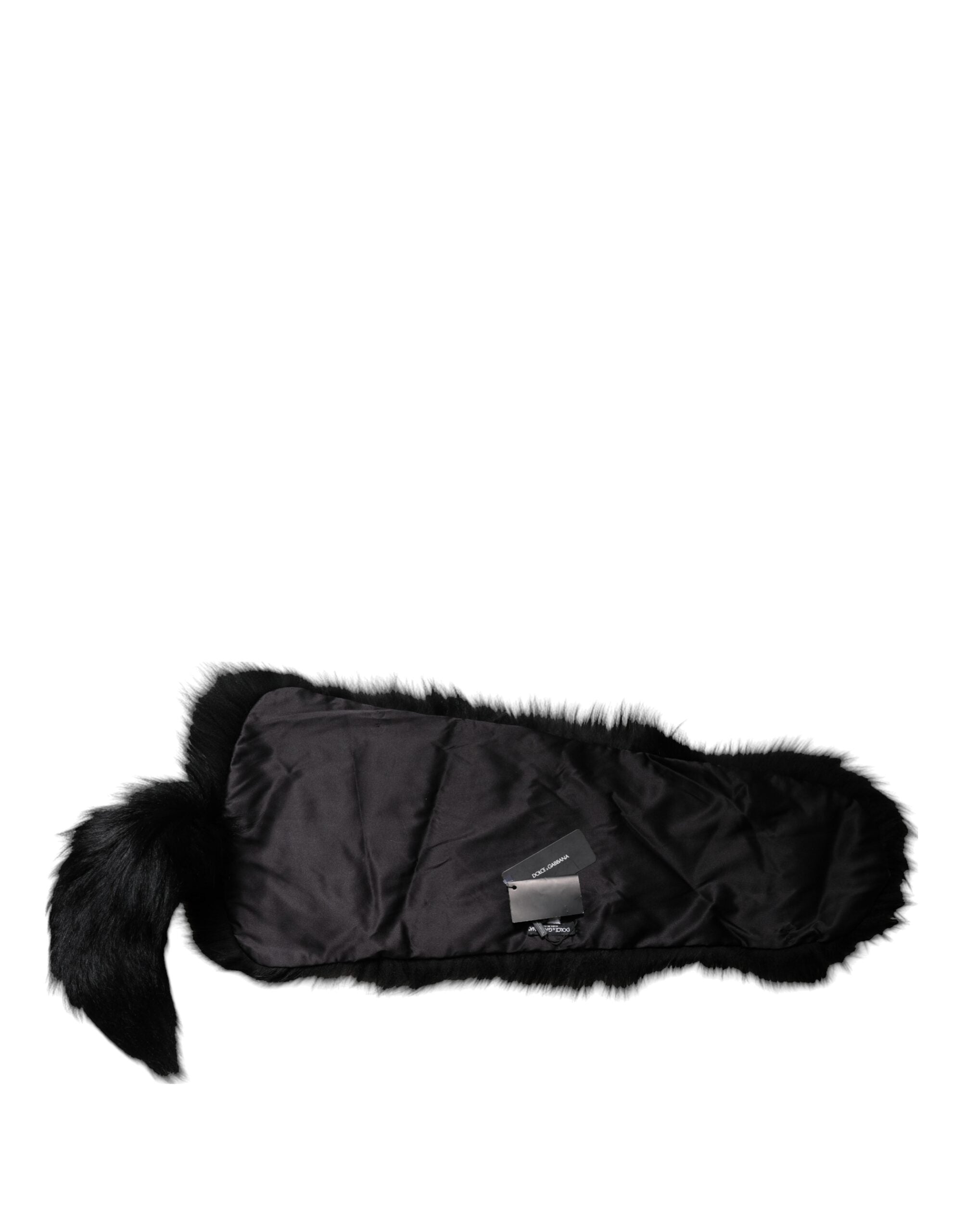 Dolce & Gabbana Black Fox Fur Neck Wrap Warmer Winter Women's Scarf
