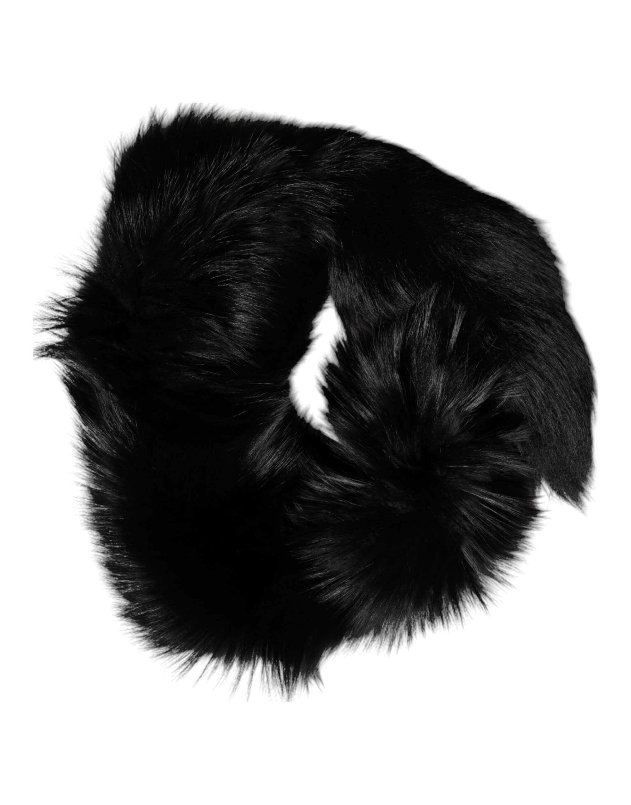 Dolce & Gabbana Black Fox Fur Neck Wrap Warmer Winter Women's Scarf