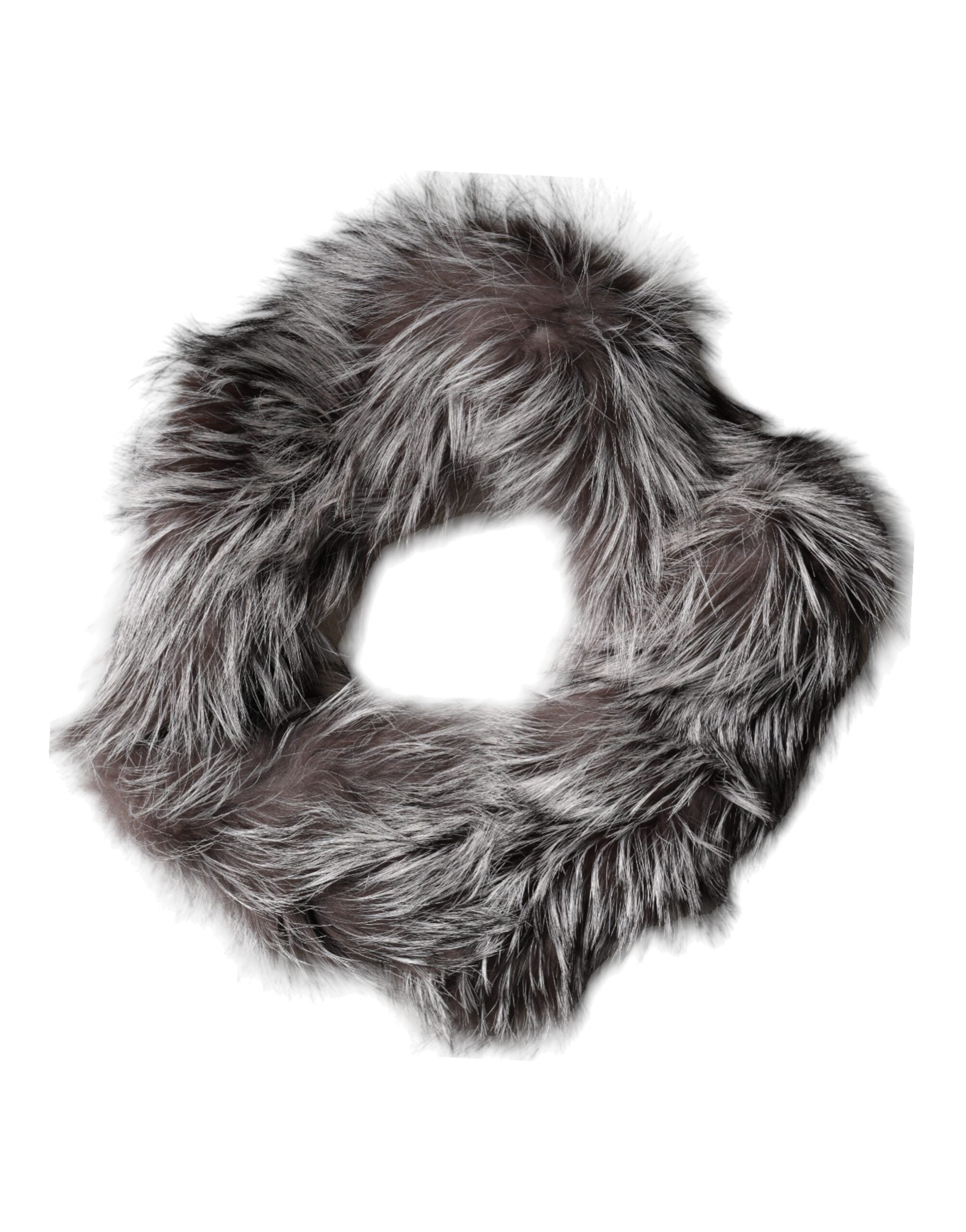 Dolce & Gabbana Gray Fox Fur Neck Wrap Warmer Winter Women's Scarf