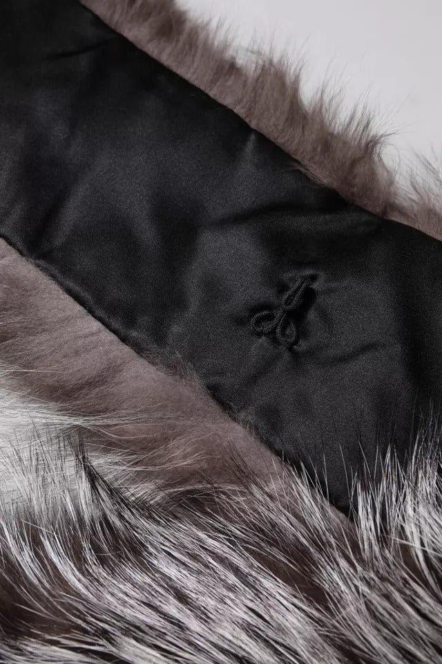 Dolce & Gabbana Gray Fox Fur Neck Wrap Warmer Winter Women's Scarf