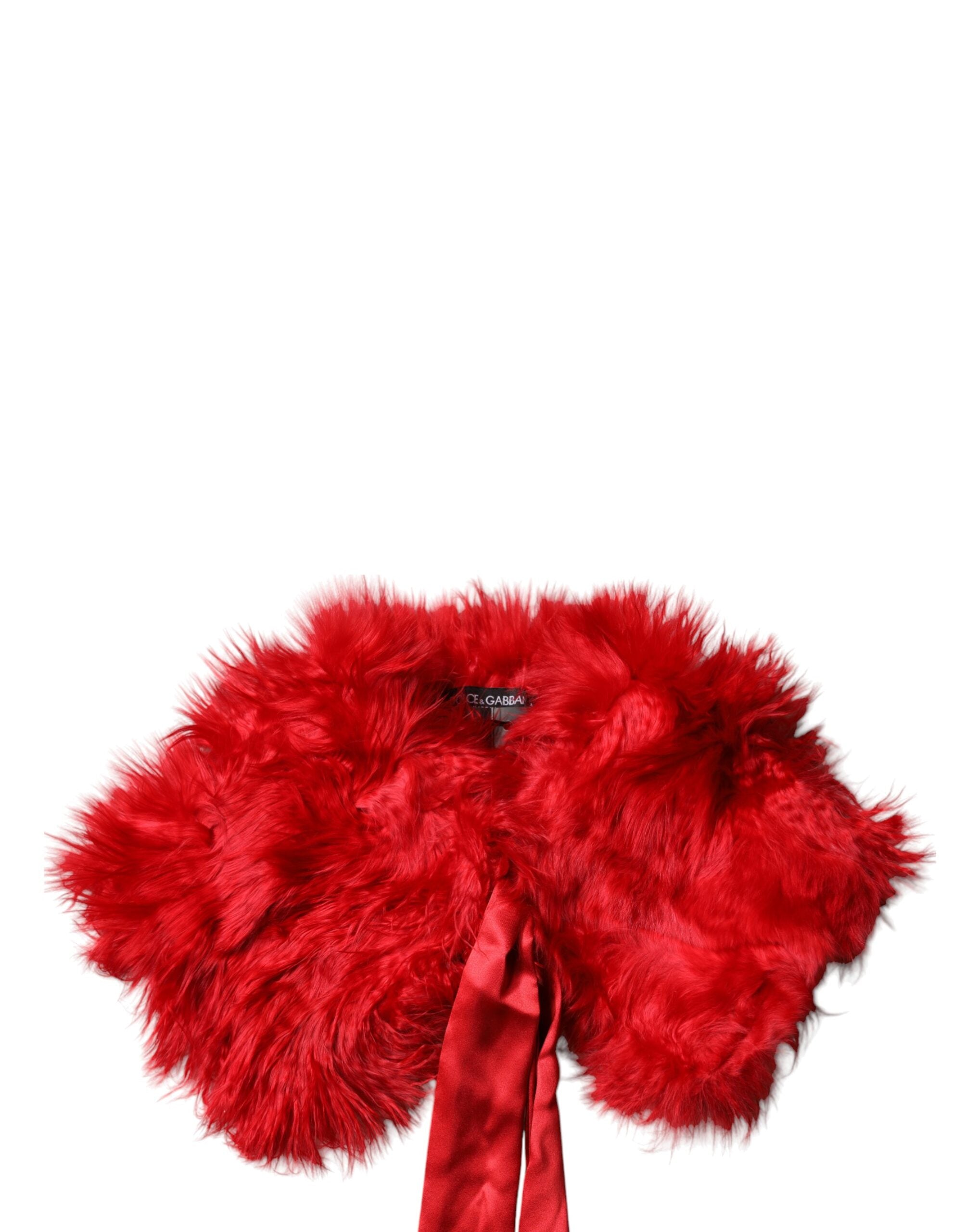 Dolce & Gabbana Red Alpaca Fur Women Neck Warmer Winter Women's Scarf