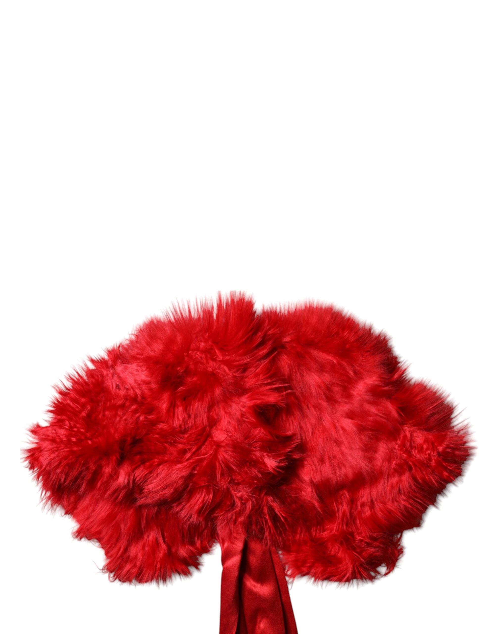 Dolce & Gabbana Red Alpaca Fur Women Neck Warmer Winter Women's Scarf