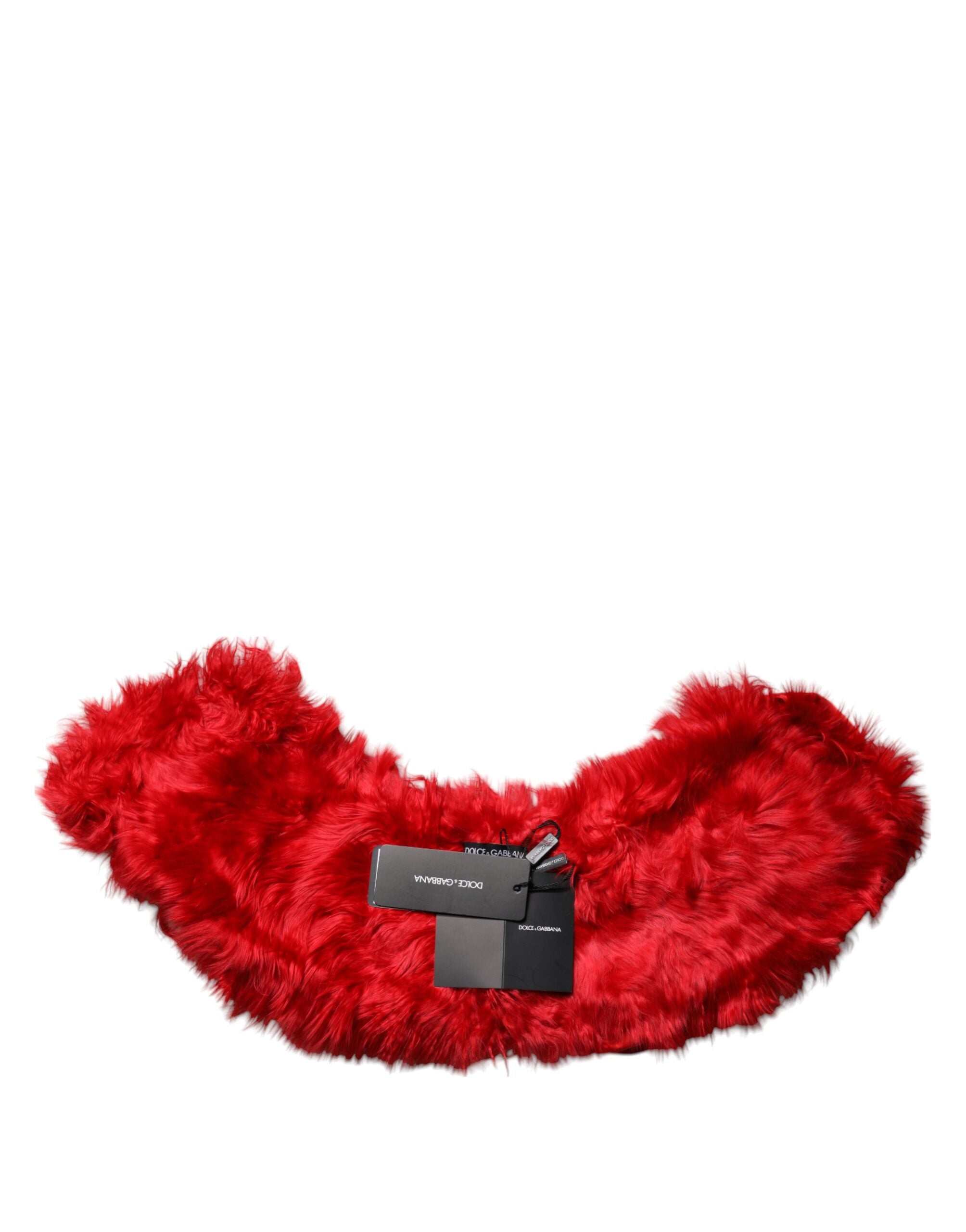 Dolce & Gabbana Red Alpaca Fur Women Neck Warmer Winter Women's Scarf