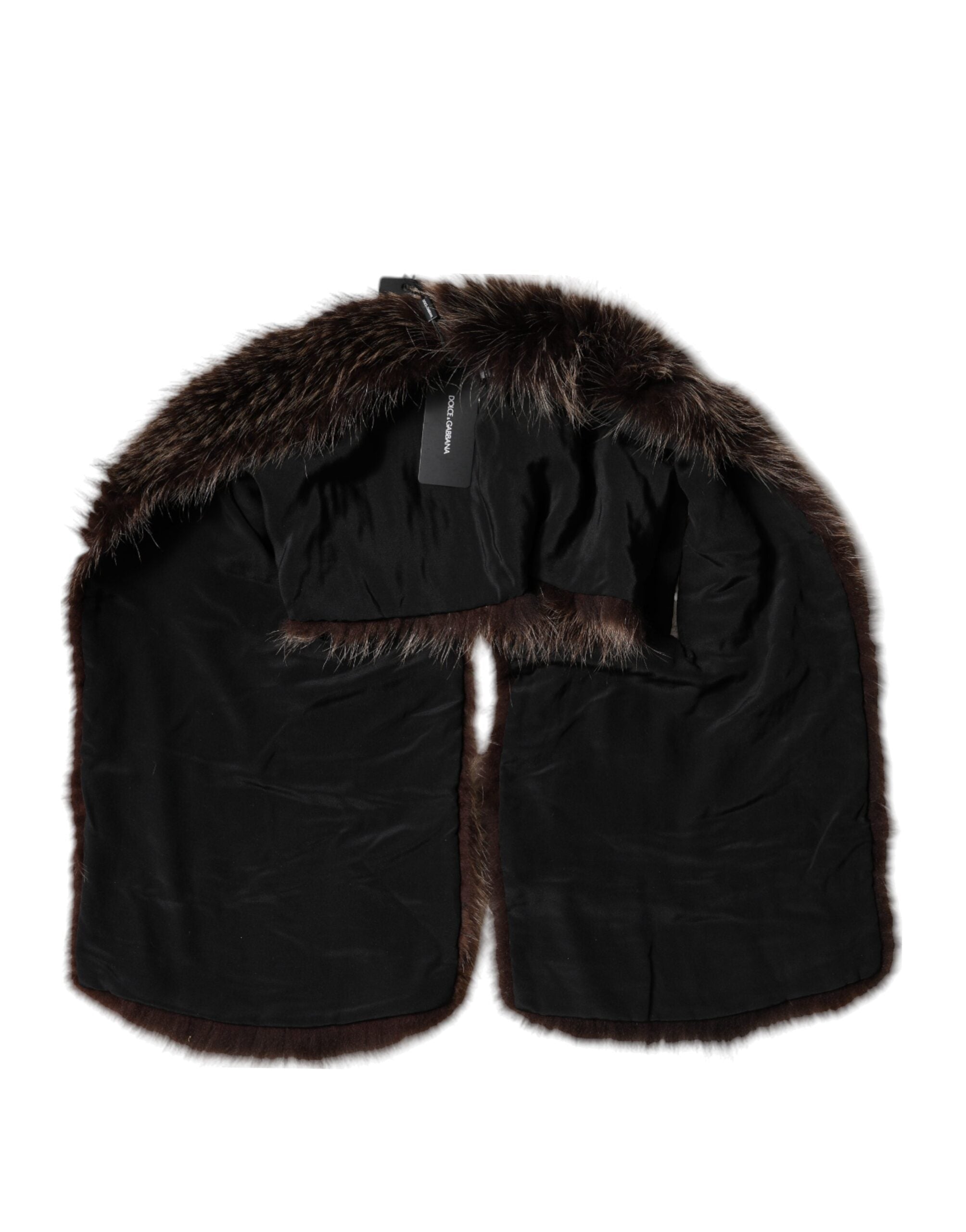 Dolce & Gabbana Brown Raccoon Fur Neck Warmer Winter Women's Scarf