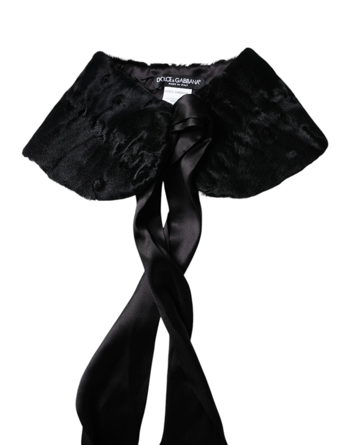 Dolce & Gabbana Black Lamb Fur Women Neck Warmer Winter Women's Scarf