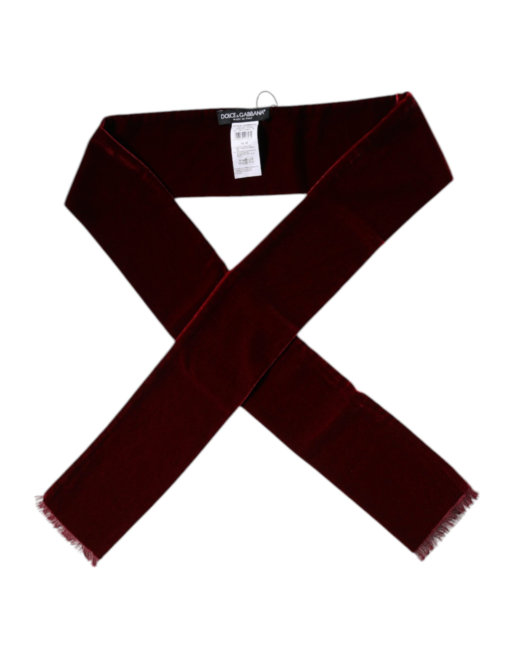 Dolce & Gabbana Bordeaux Cotton Silk Fringe Shawl Wrap Women's Scarf