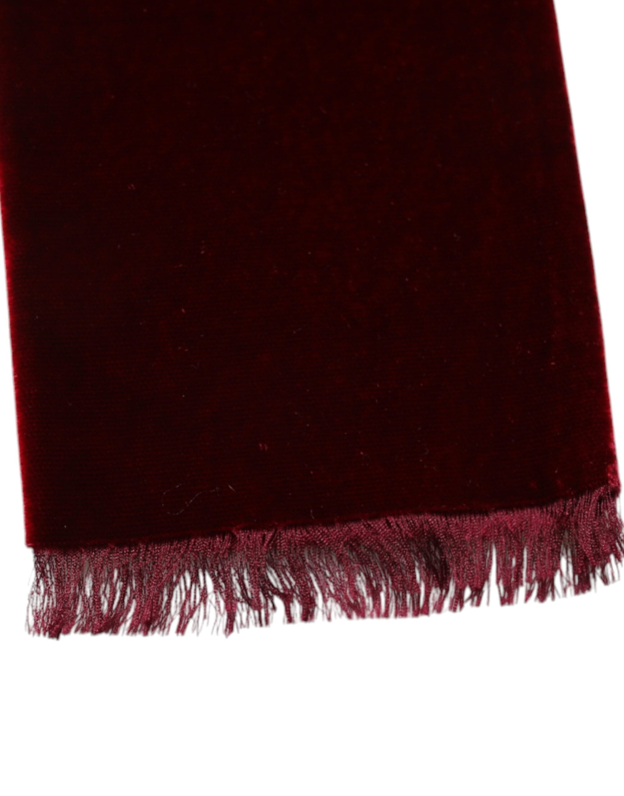 Dolce & Gabbana Bordeaux Cotton Silk Fringe Shawl Wrap Women's Scarf