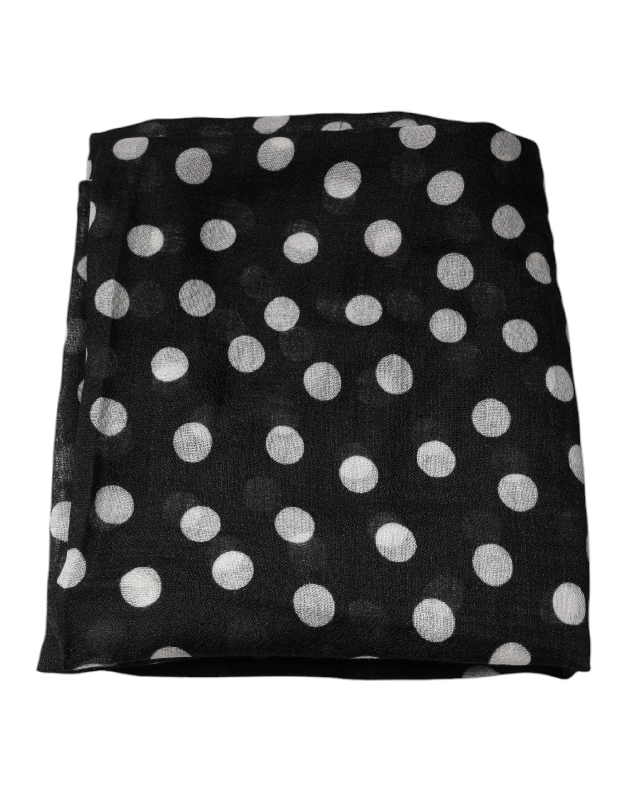 Dolce & Gabbana Black White Polka Dots Fringes Wrap Women's Scarf (Pre-Owned)