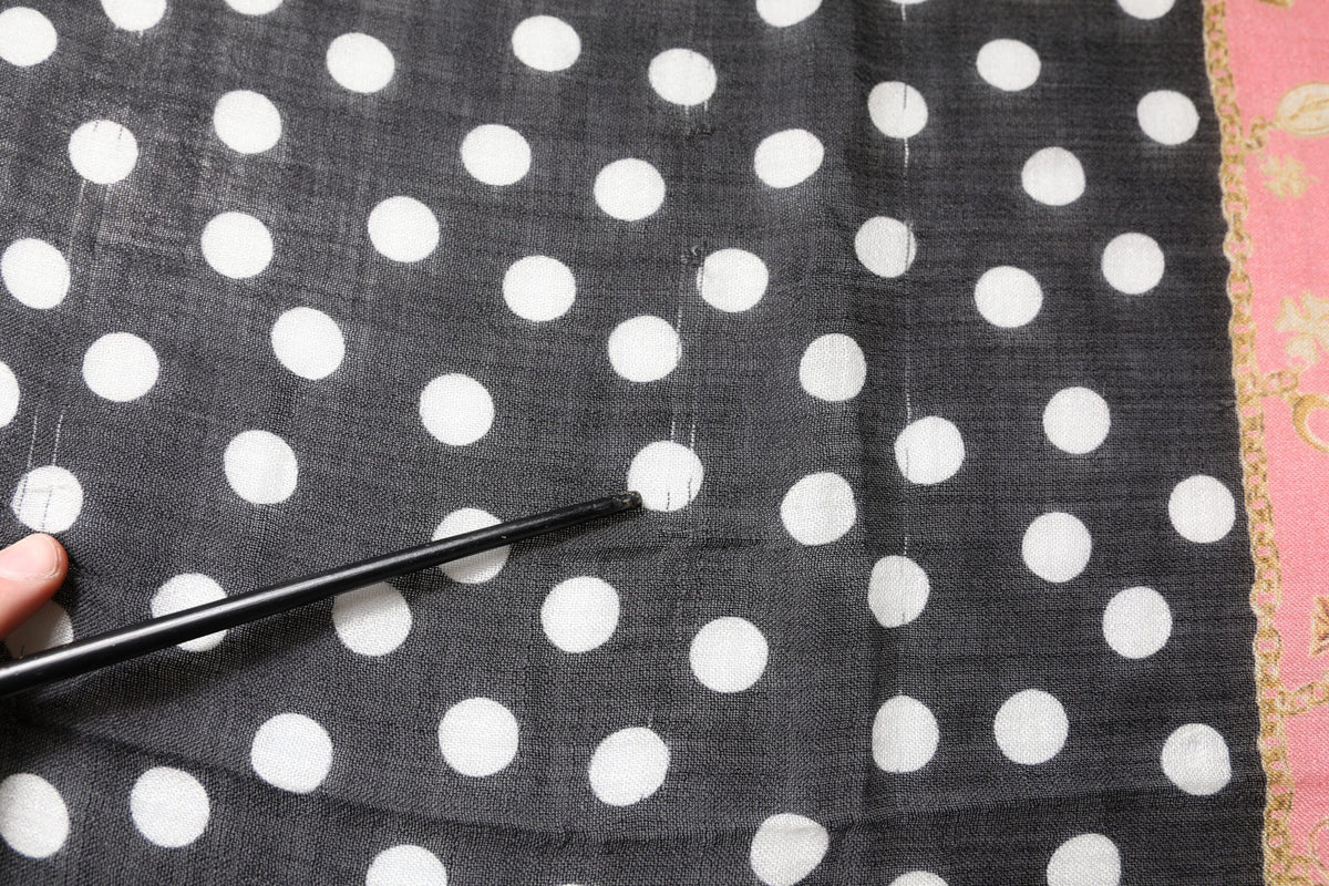 Dolce & Gabbana Black White Polka Dots Fringes Wrap Women's Scarf (Pre-Owned)