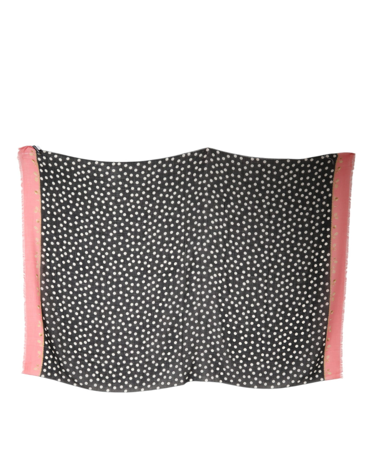 Dolce & Gabbana Black White Polka Dots Fringes Wrap Women's Scarf (Pre-Owned)