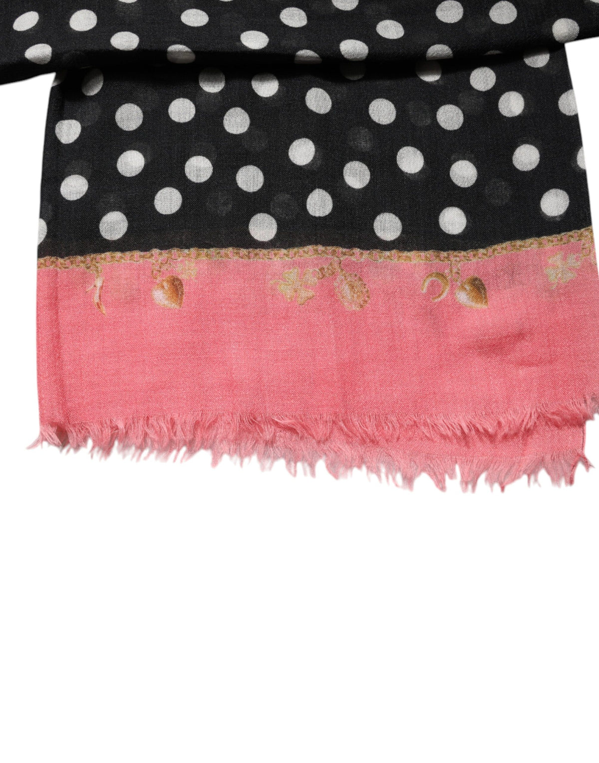 Dolce & Gabbana Black White Polka Dots Fringes Wrap Women's Scarf (Pre-Owned)