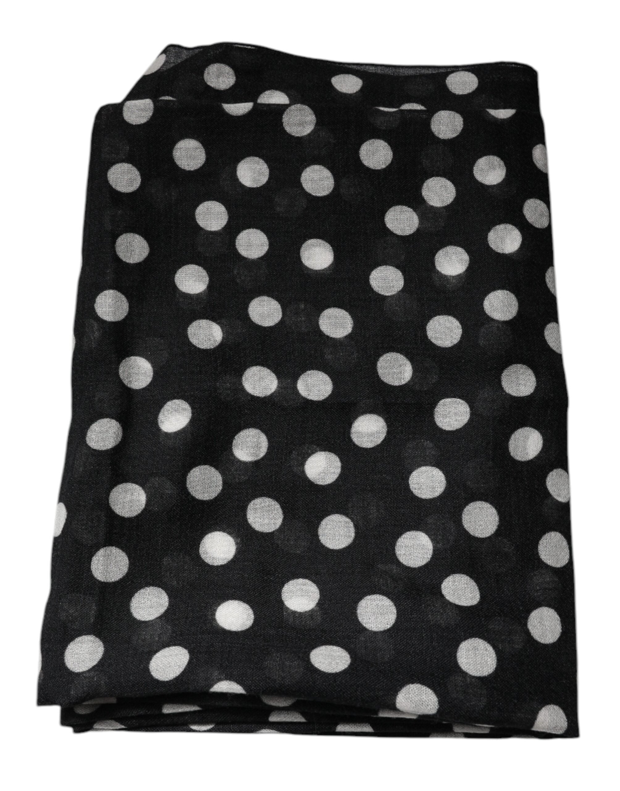 Dolce & Gabbana Black White Polka Dots Fringes Wrap Women's Scarf (Pre-Owned)