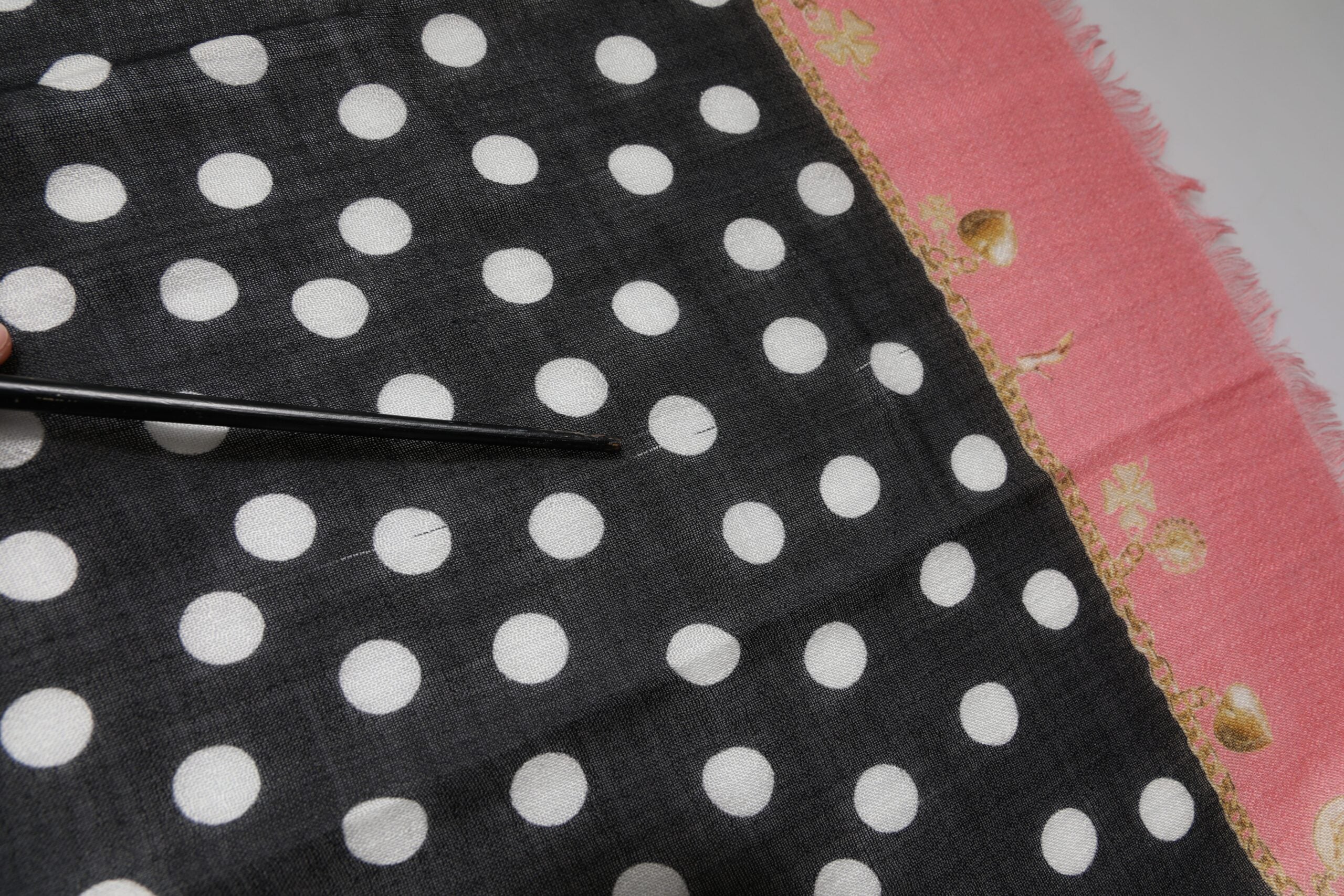 Dolce & Gabbana Black White Polka Dots Fringes Wrap Women's Scarf (Pre-Owned)
