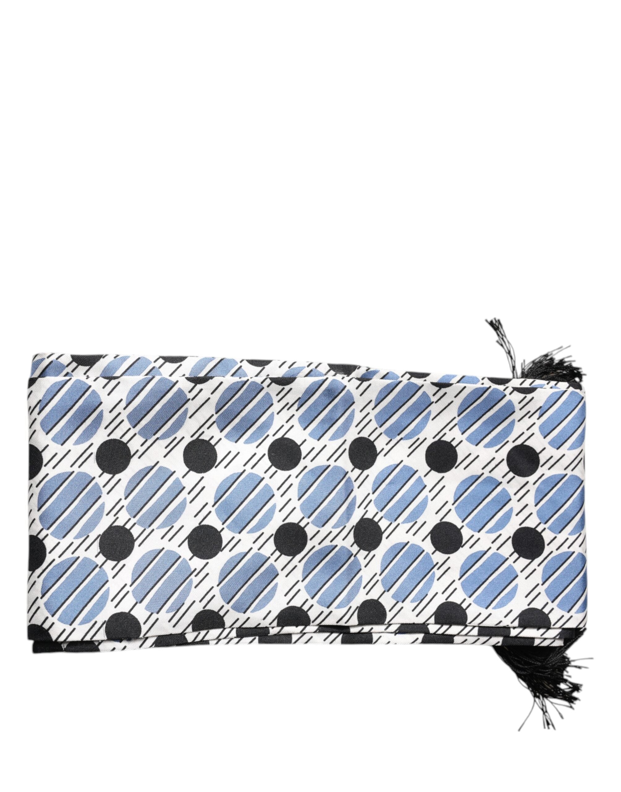 Dolce & Gabbana White Blue Polka Dotted Silk Skinny Men's Scarf (Pre-Owned)