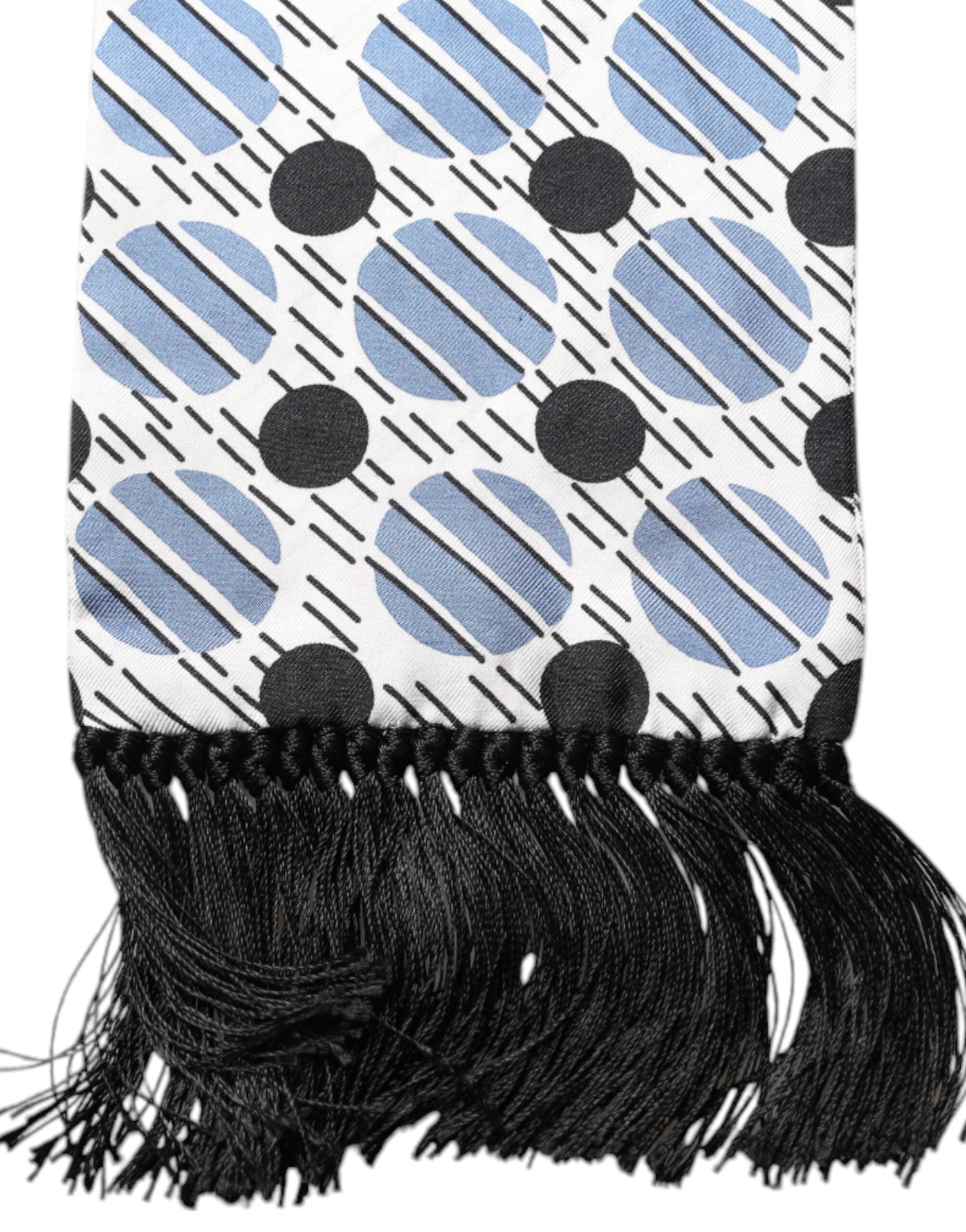 Dolce & Gabbana White Blue Polka Dotted Silk Skinny Men's Scarf (Pre-Owned)