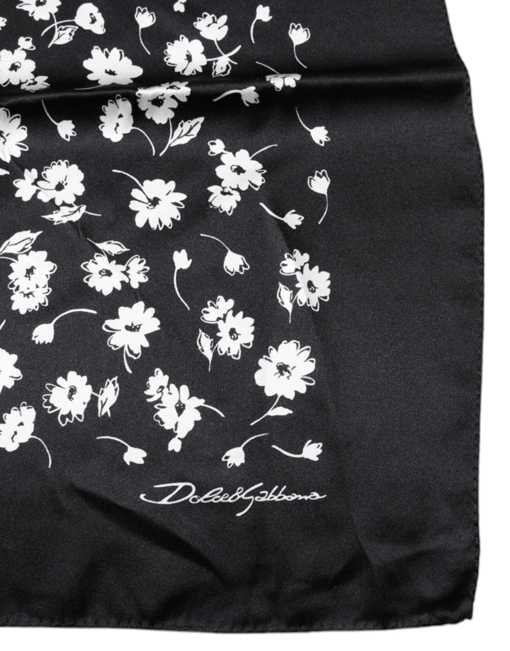 Dolce & Gabbana Black Floral Silk Square Wrap Shawl Women's Scarf (Pre-Owned)