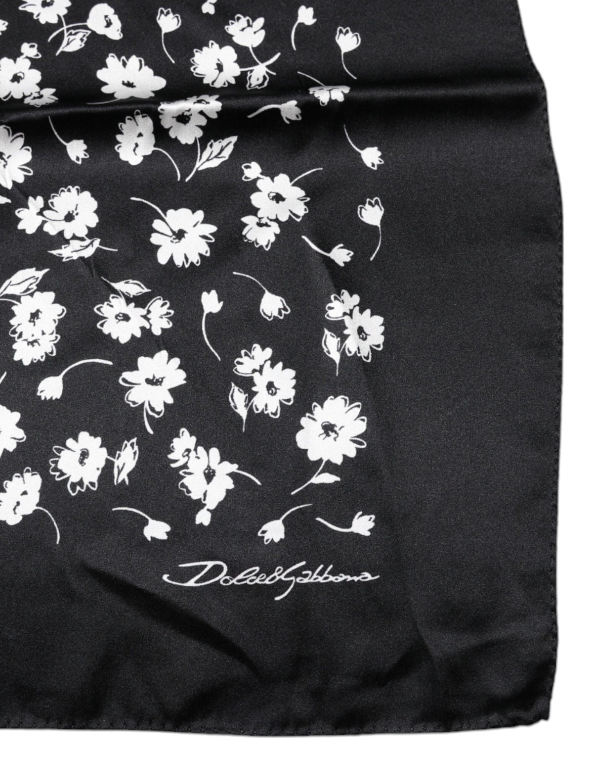 Dolce & Gabbana Black Floral Silk Square Wrap Shawl Women's Scarf