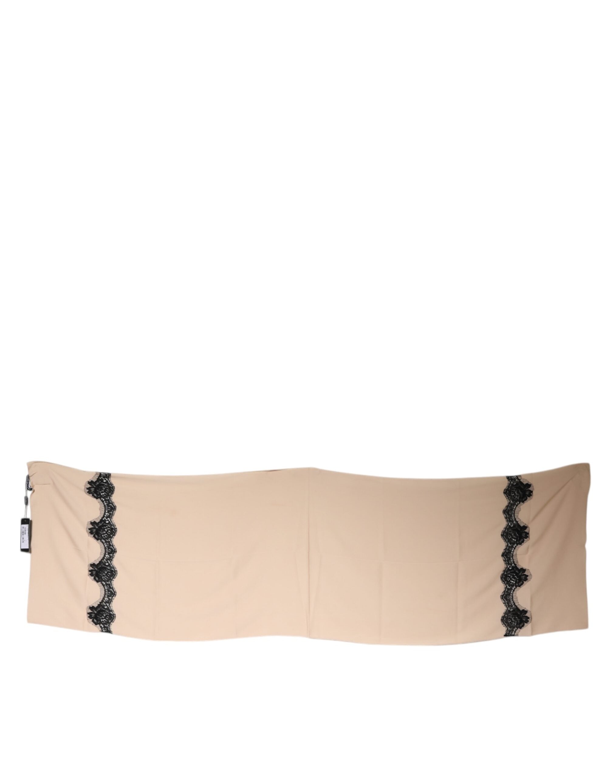 Dolce & Gabbana Beige Floral Lace Trim Silk Neck Wrap Women's Scarf (Pre-Owned)