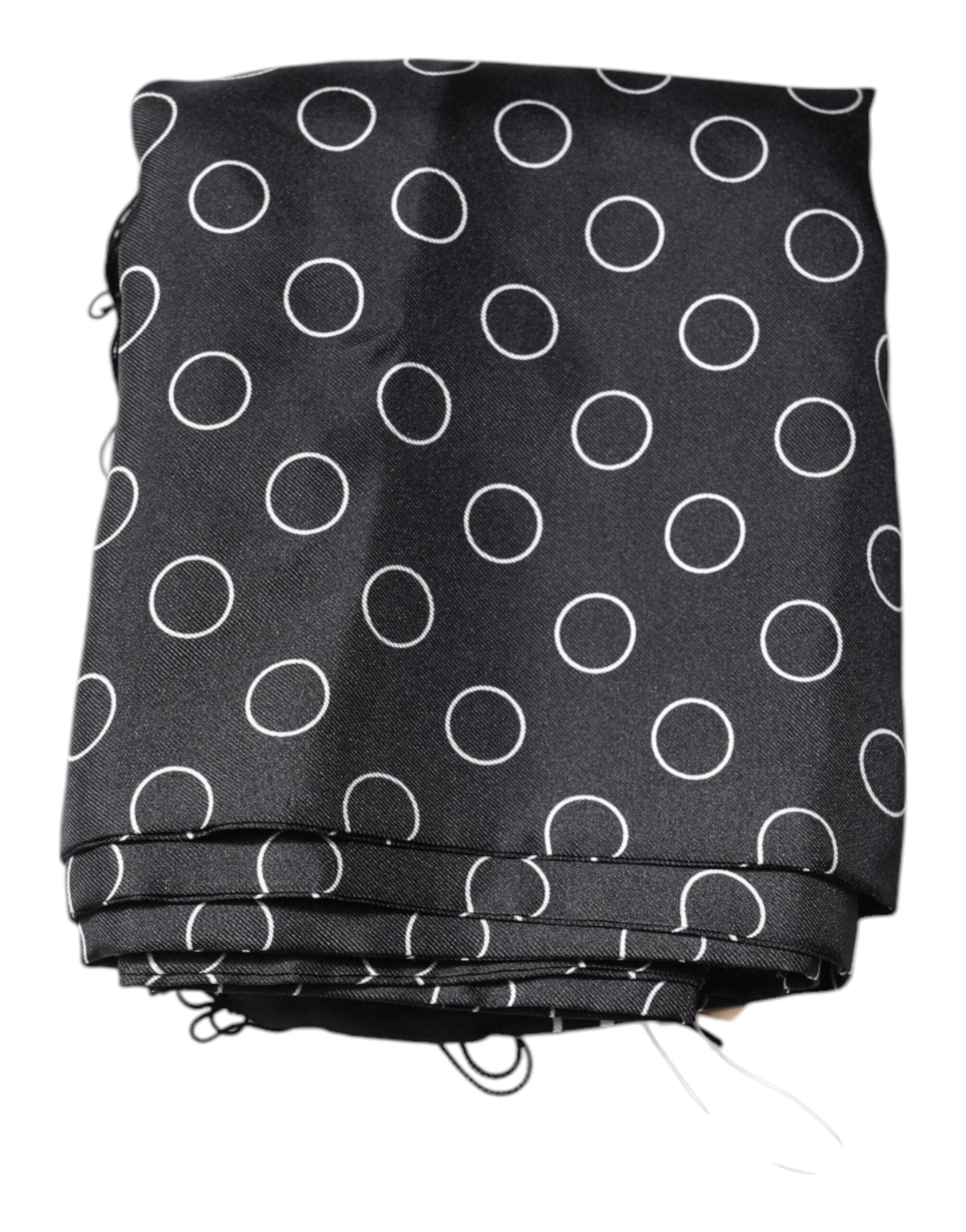 Dolce & Gabbana Black Circles Silk Fringes Shawl Wrap Men's Scarf (Pre-Owned)