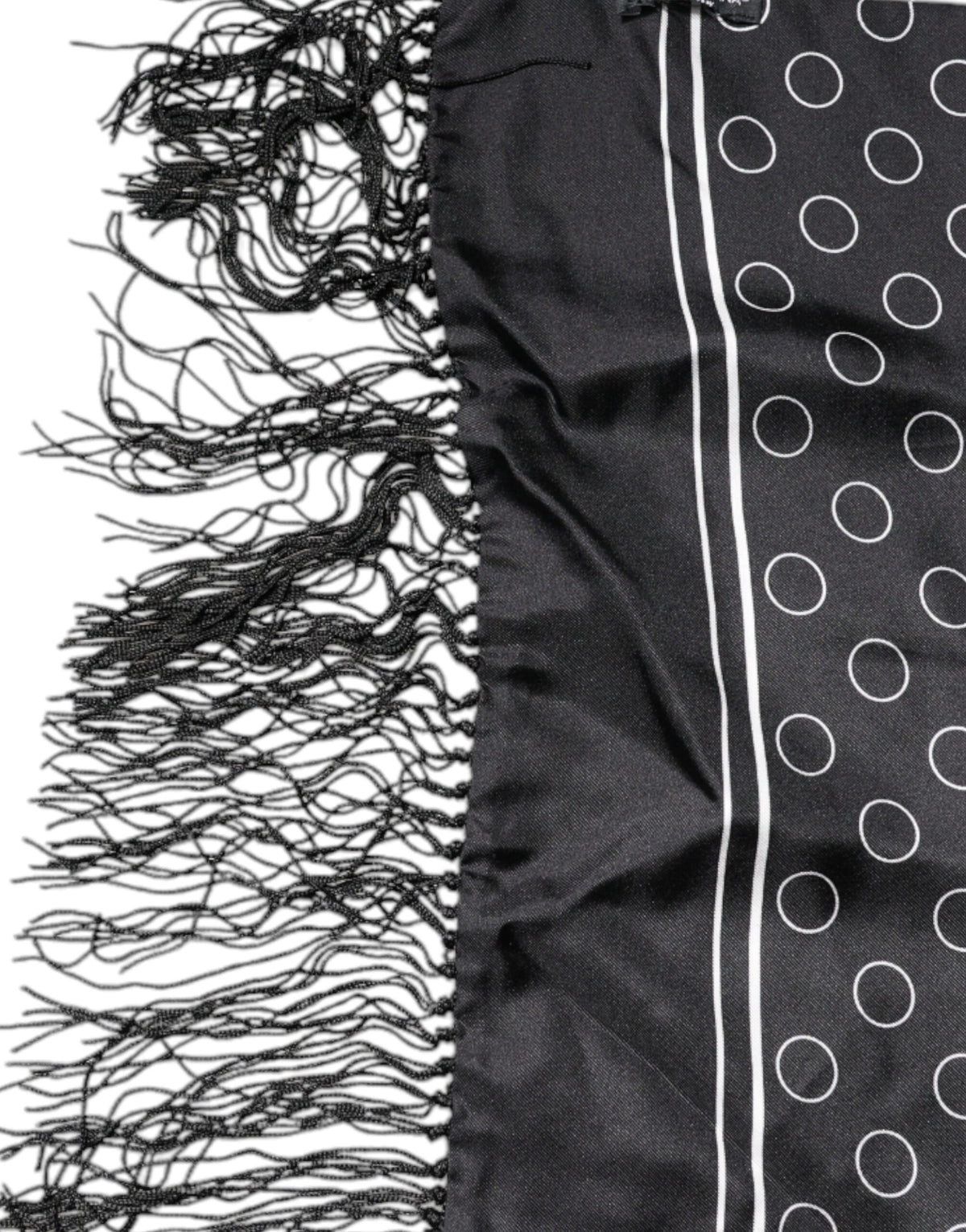 Dolce & Gabbana Black Circles Silk Fringes Shawl Wrap Men's Scarf (Pre-Owned)