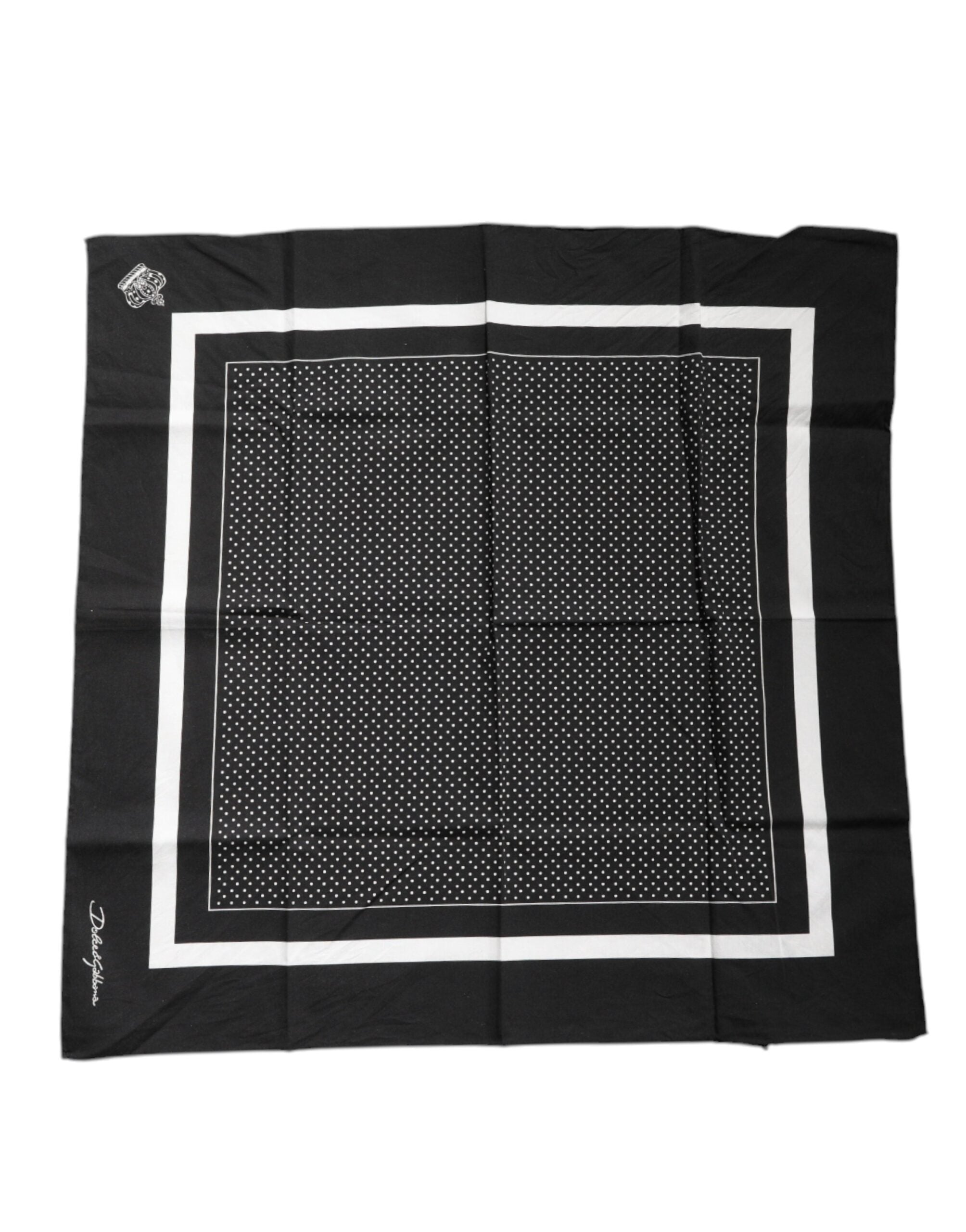 Dolce & Gabbana Black Polka Dots Cotton Handkerchief Men's Scarf