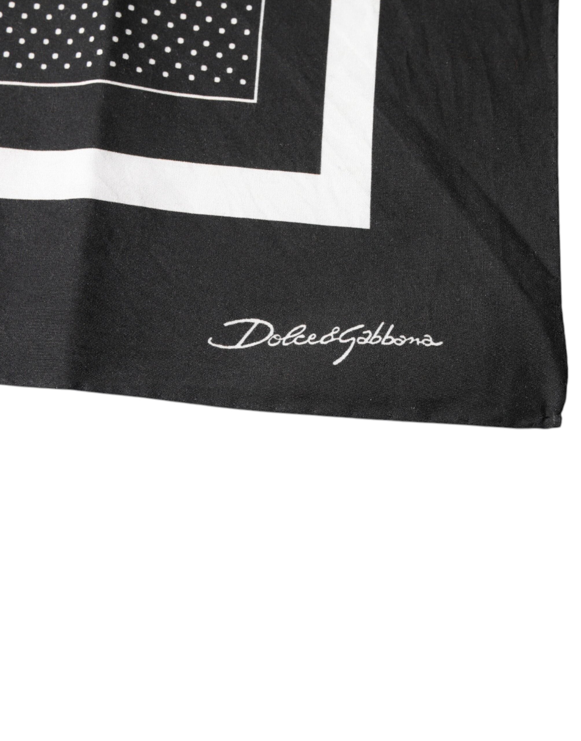 Dolce & Gabbana Black Polka Dots Cotton Handkerchief Men's Scarf