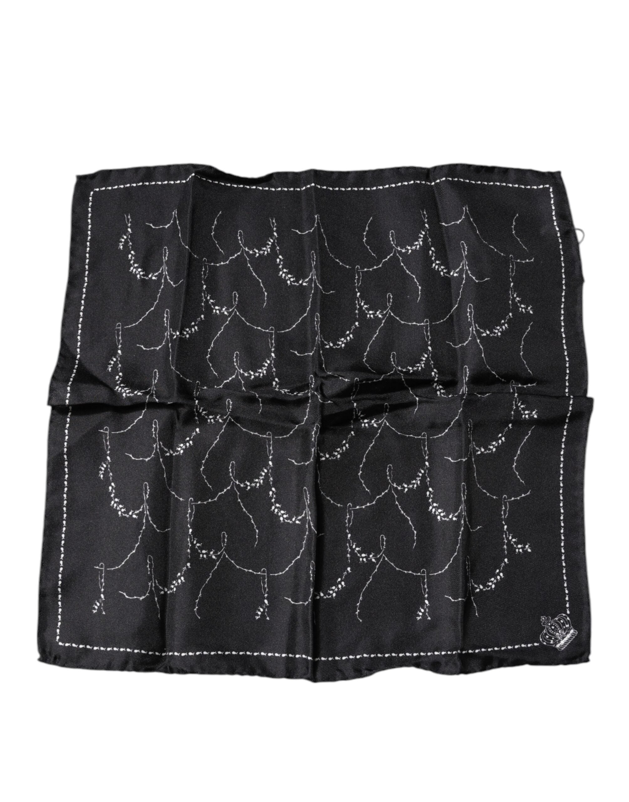 Dolce & Gabbana Black Patterned Silk Handkerchief Men's Scarf