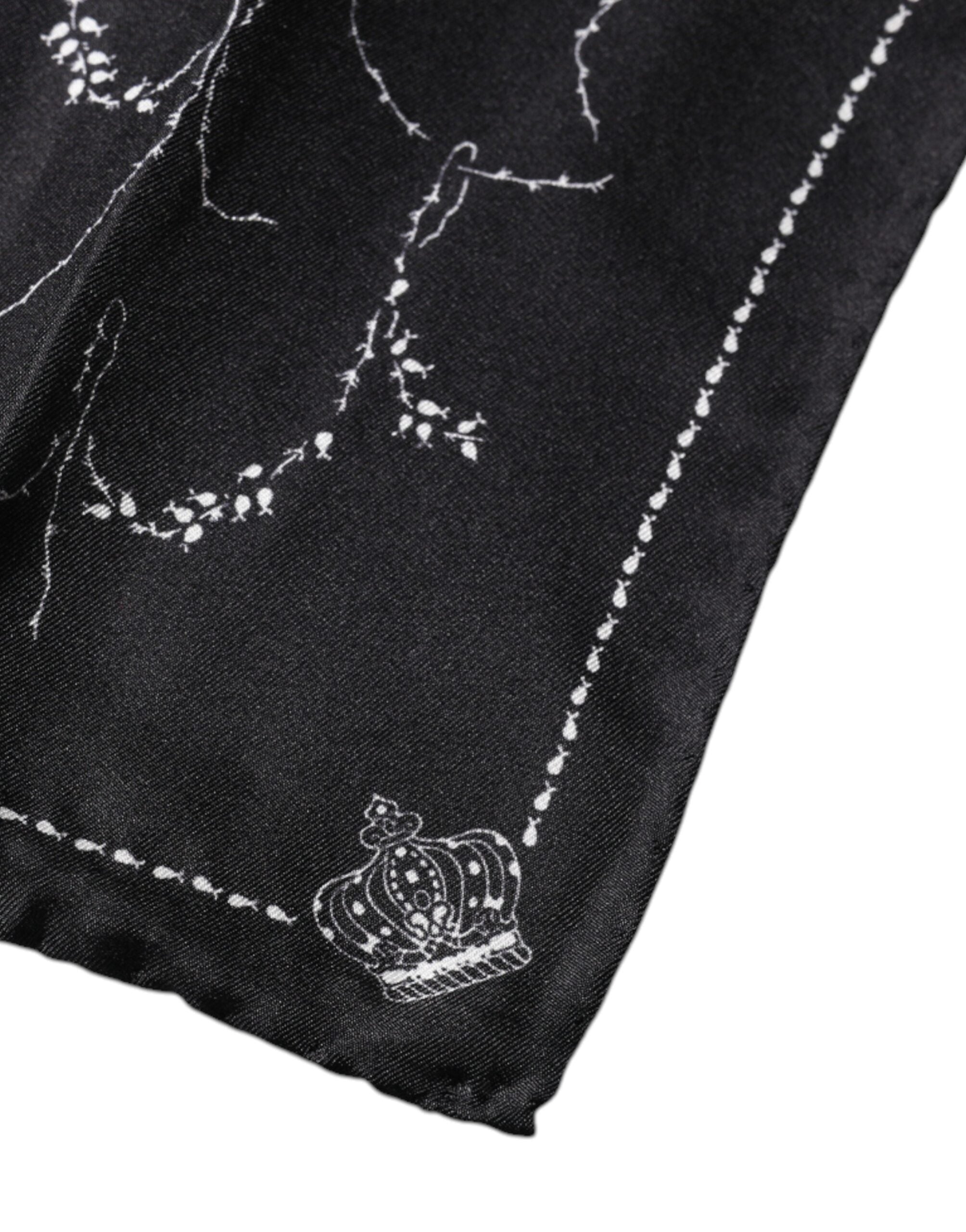 Dolce & Gabbana Black Patterned Silk Handkerchief Men's Scarf
