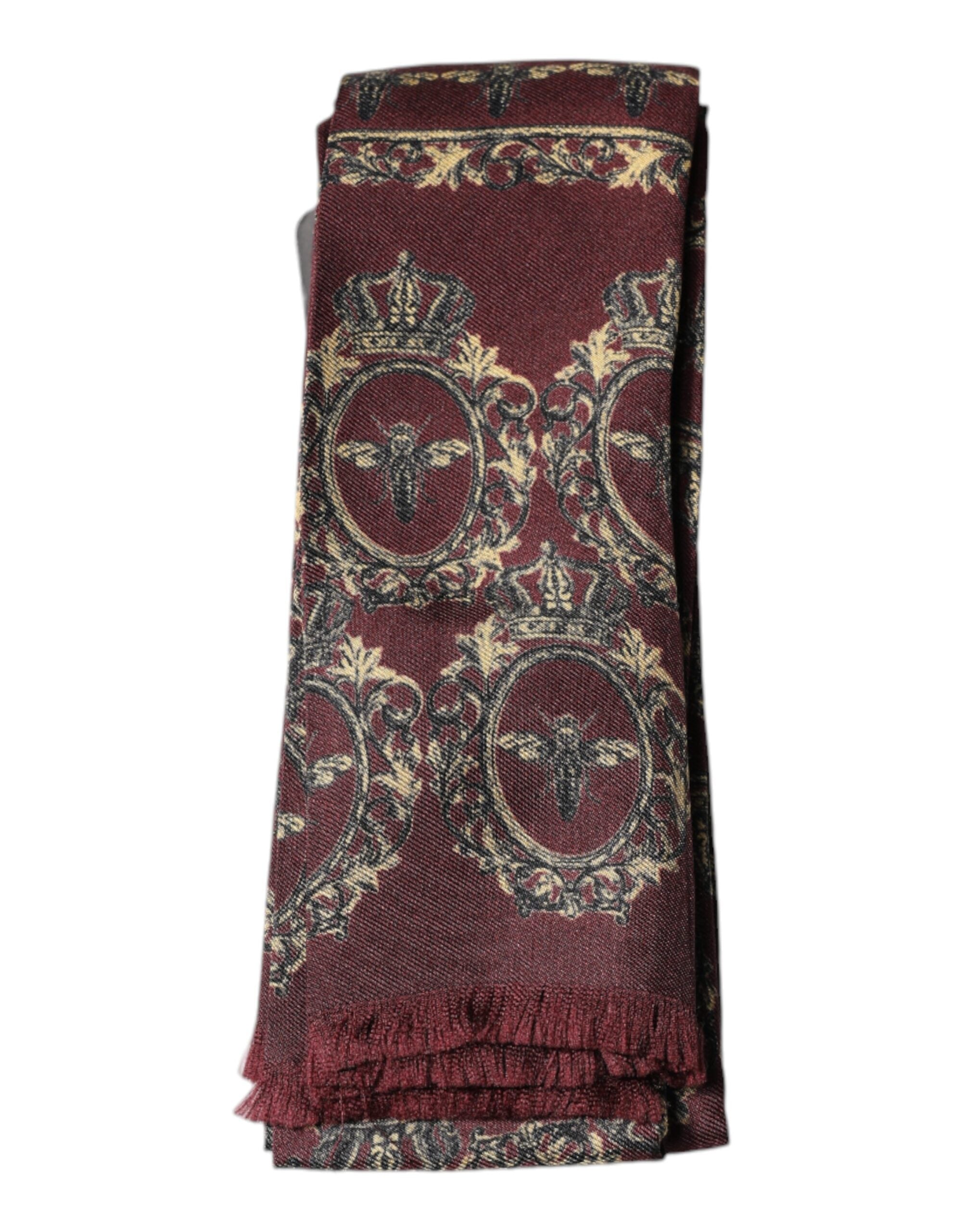 Dolce & Gabbana Bordeaux Printed Silk Neck Wrap Shawl Men's Scarf (Pre-Owned)