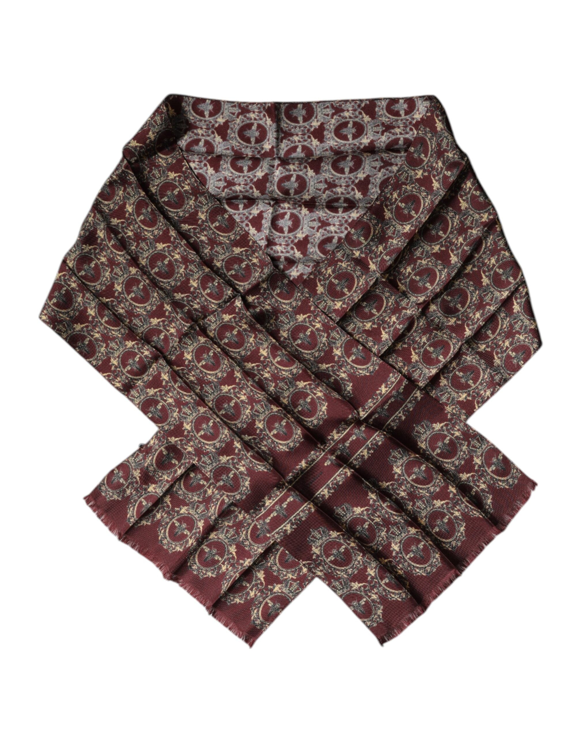 Dolce & Gabbana Bordeaux Printed Silk Neck Wrap Shawl Men's Scarf (Pre-Owned)