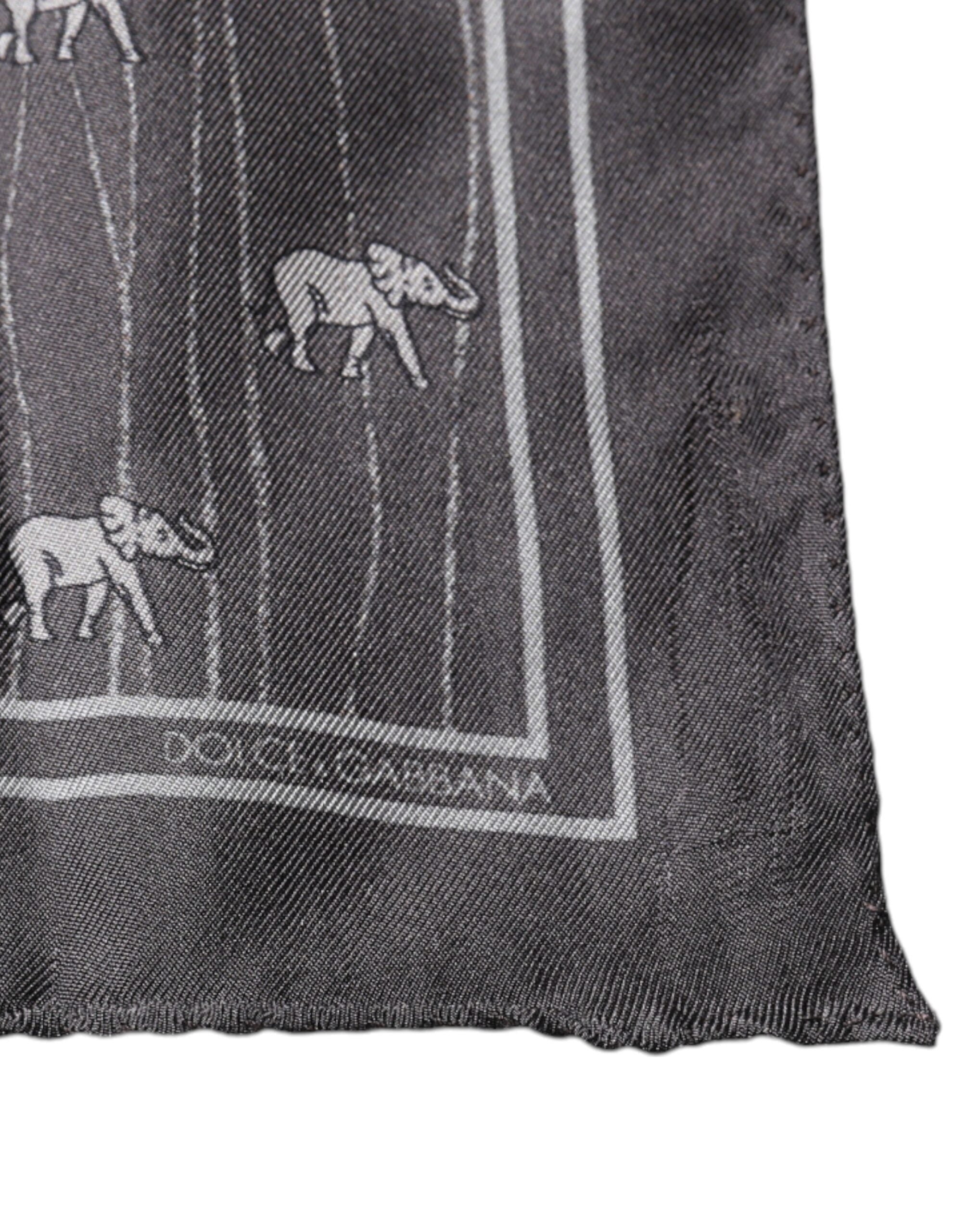 Dolce & Gabbana Brown Elephant Fantasy Handkerchief Women's Scarf