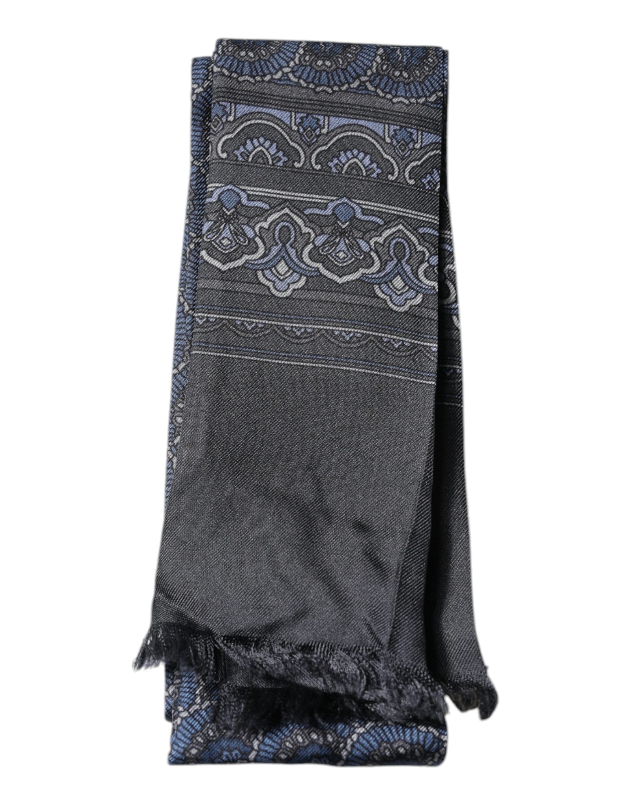 Dolce & Gabbana Dark Blue Fantasy Silk Neck Wrap Shawl Men's Scarf