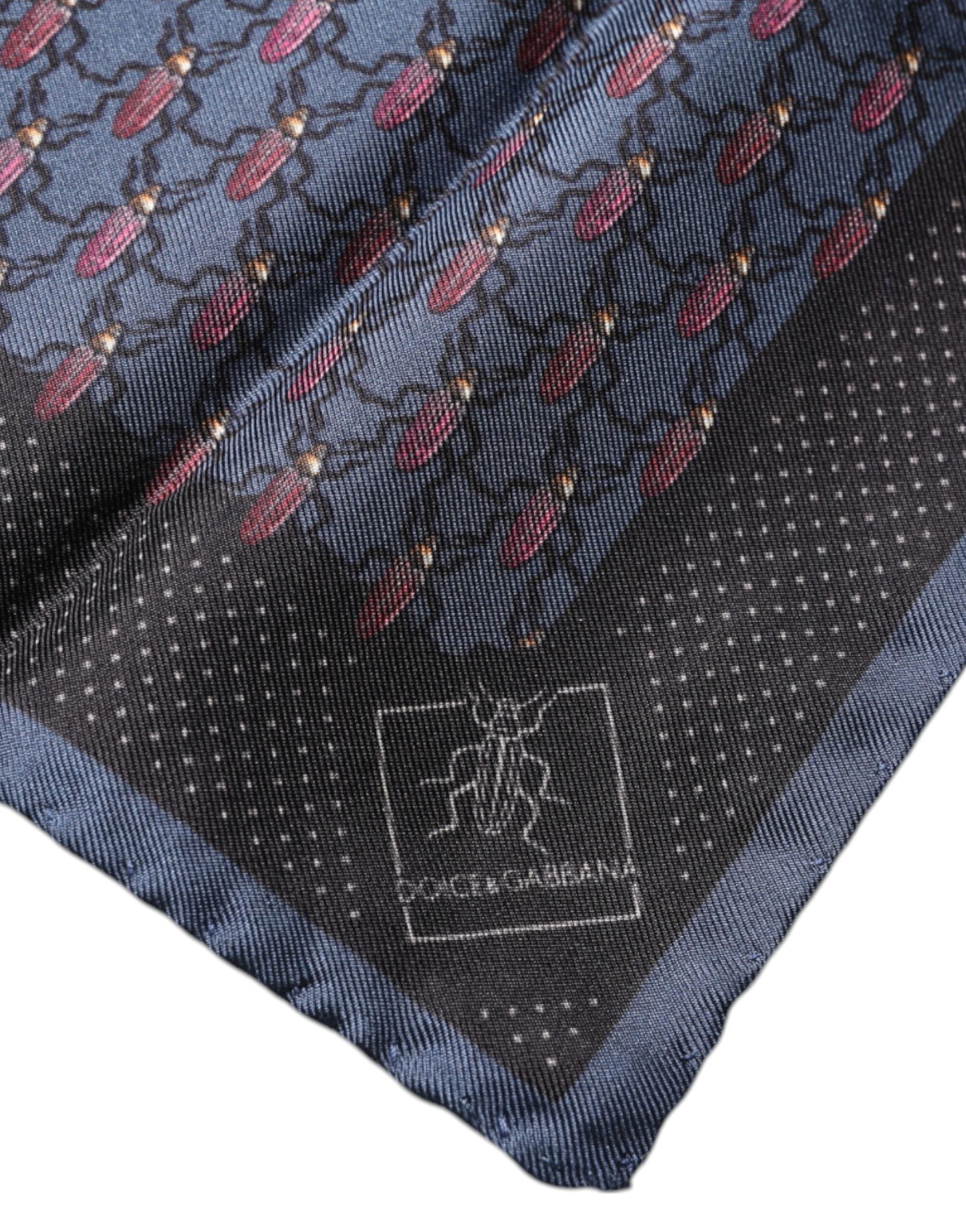 Dolce & Gabbana Dark Blue Beetle Square Handkerchief Men's Scarf