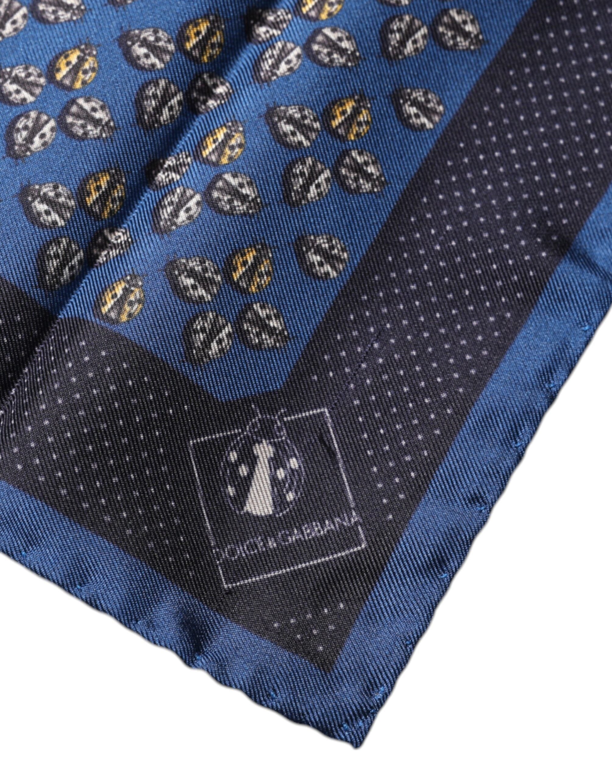 Dolce & Gabbana Blue Lady Bug Silk Square Handkerchief Men's Scarf (Pre-Owned)
