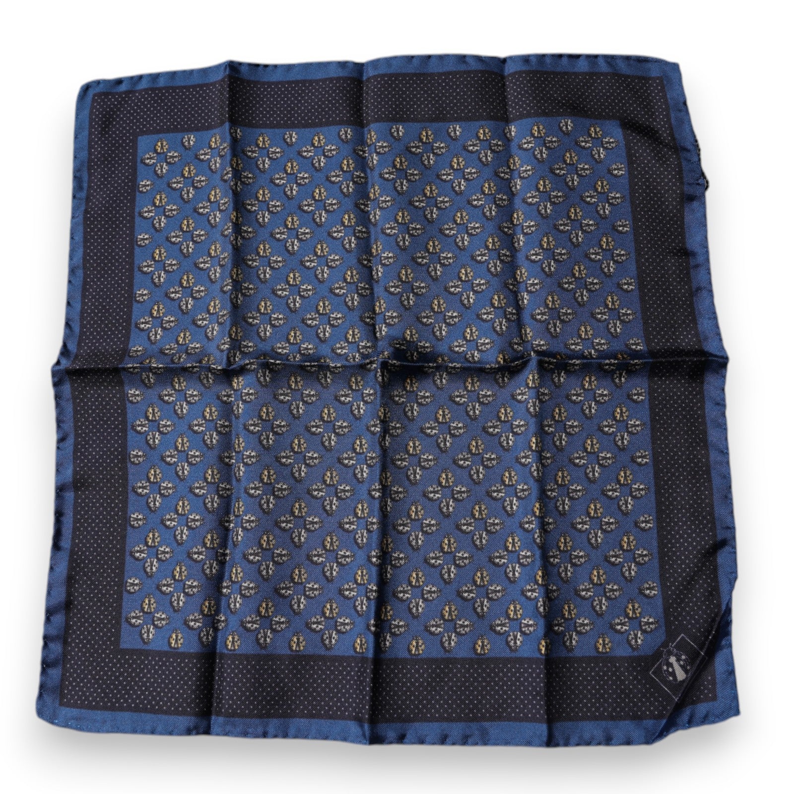 Dolce & Gabbana Blue Lady Bug Silk Square Handkerchief Men's Scarf