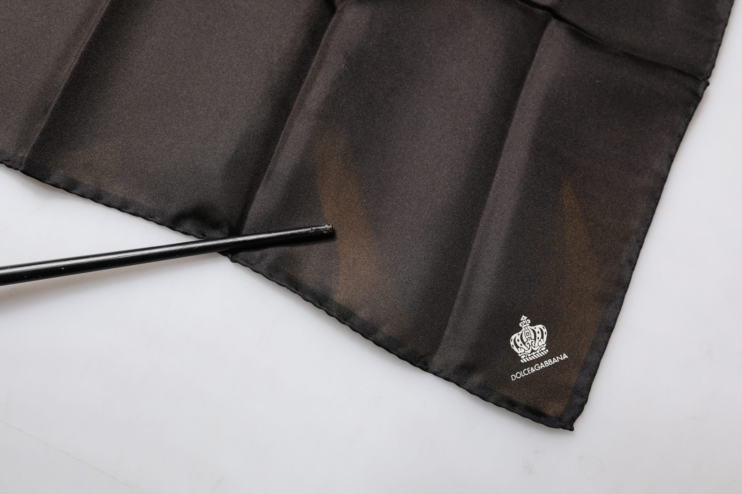 Dolce & Gabbana Black Crown Silk Square Handkerchief Men's Scarf (Pre-Owned)